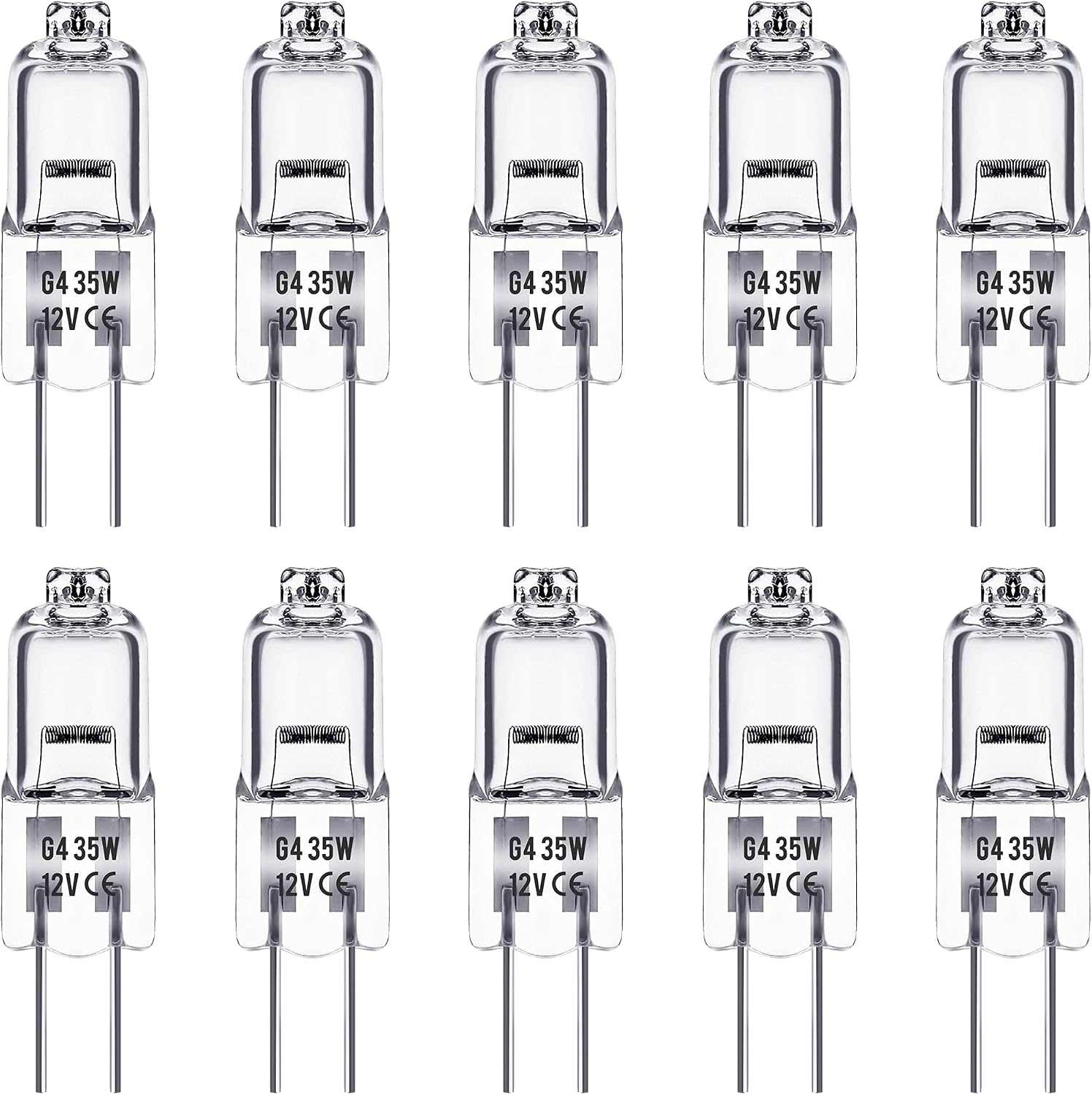 (10 Stück) G4 Halogenlampen, 35 W, 12 V, Gekapselter Sockel, Dimmbar, Warmweiß 2800 K, 360° Abstrahlwinkel, Kompatibel Mit Glühlampen.