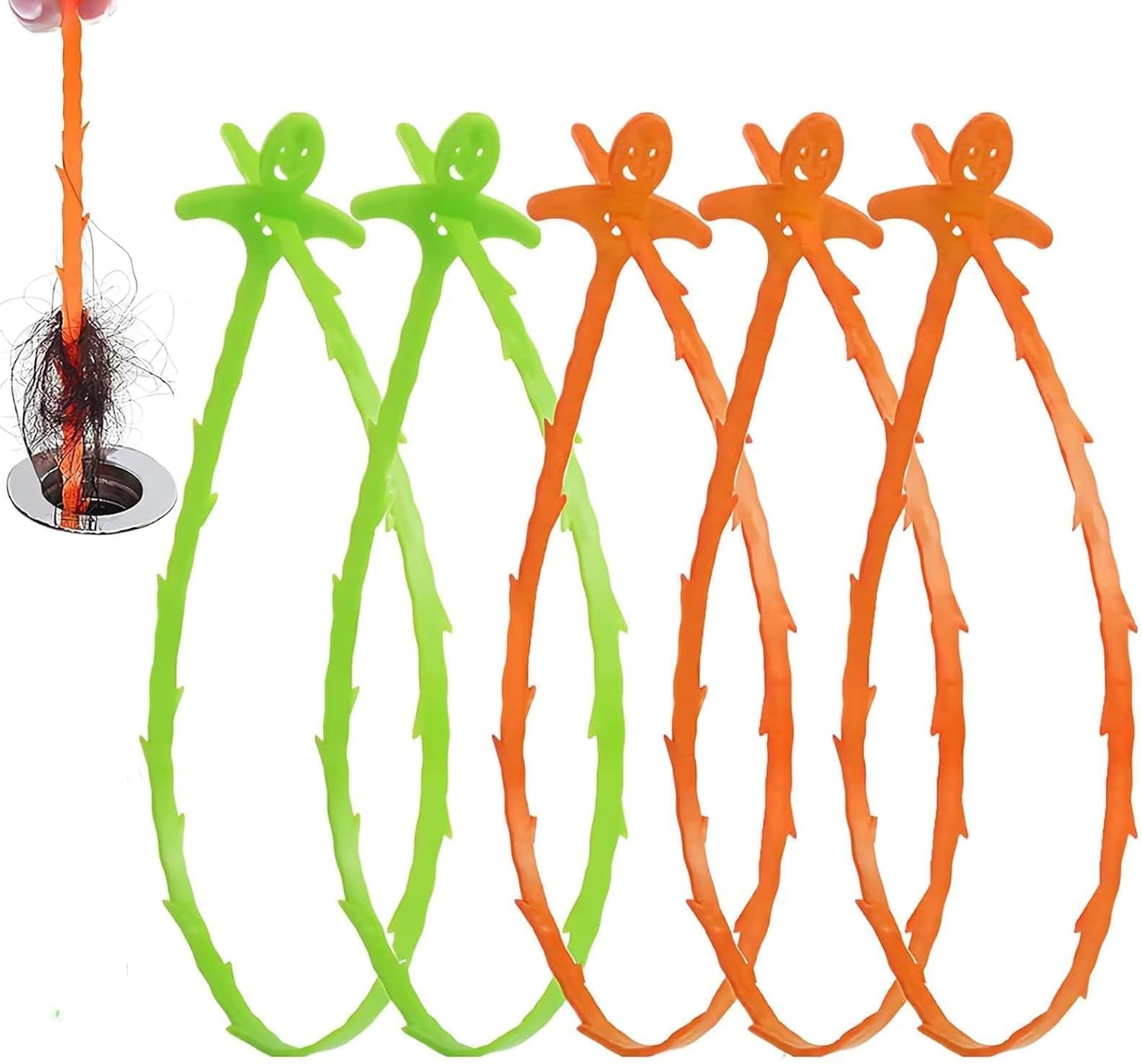 Set Mit 5 Abflussspiralen, 53 Cm Flexibles Werkzeug. Geeignet Für Die Abflussreinigung, Klempner Und Techniker.