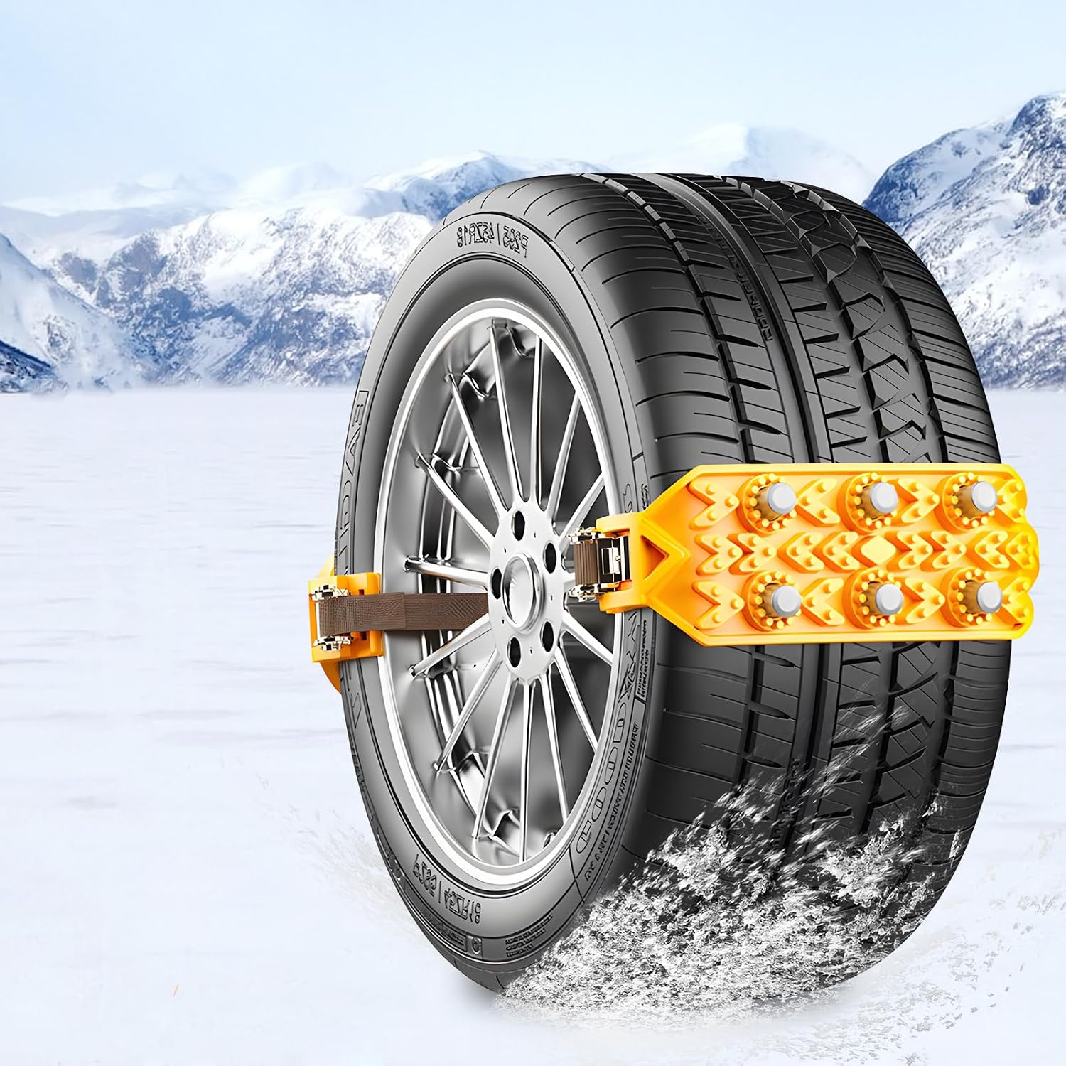 Set Mit 2 Universellen Schneeketten, Kompatibel Mit Autoreifen - Verstellbar - Notfallgurt - Rutschfest - Hergestellt Aus Thermoplastischem Polyurethan - Kompatibel Mit Pkw, Suvs Und Lkw
