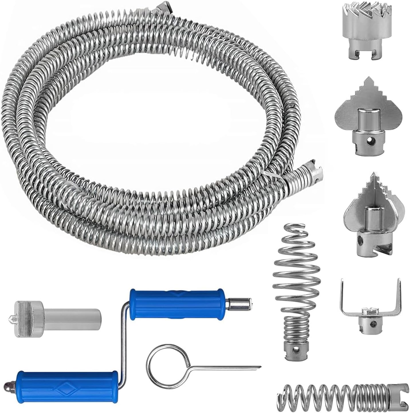 Abflussreiniger 5 M X 12 Mm, Mit 6 Schneidköpfen, Inklusive Bedienungsanleitung, Geeignet Für Küchenspülen, Abflüsse Und Badezimmer.