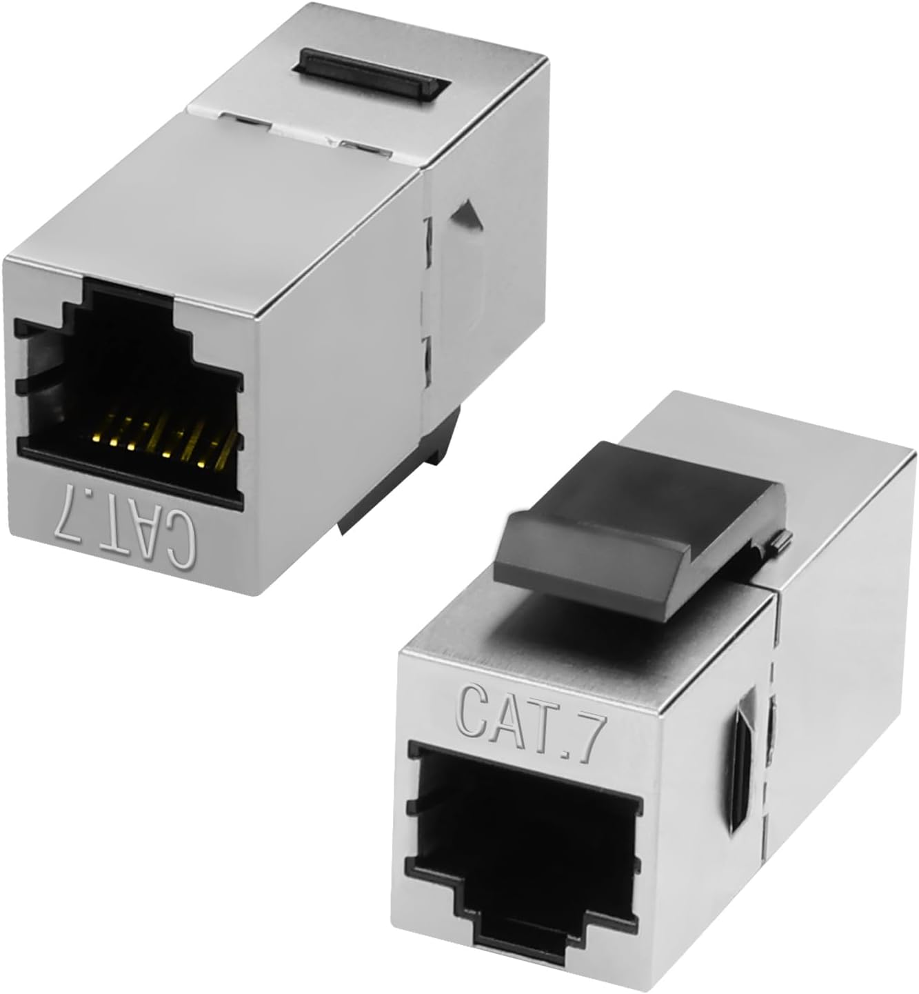 Packung Mit 2 Cat7 Rj45 Keystone-netzwerksteckern, 8p8c Buchse-buchse - 10 Gbit/s/600 Mhz Geschirmter Ethernet-adapter, Kompatibel Mit Standard-wanddosen Und Lan-patchpanels.