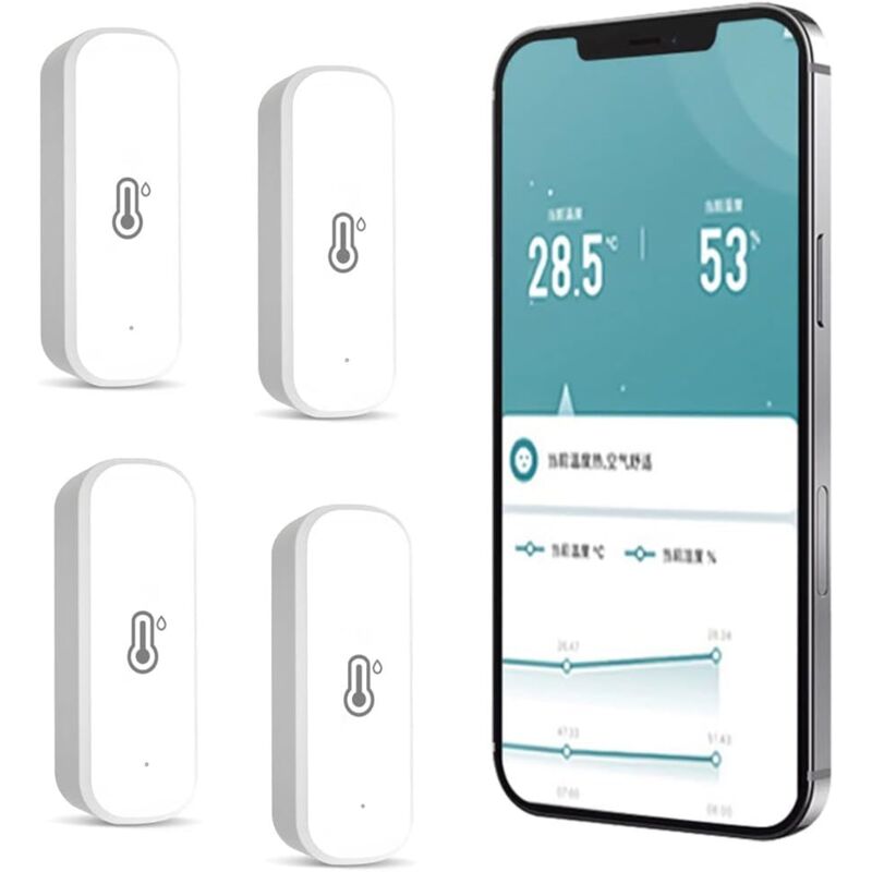 Set Mit 4 Wlan-thermometern/hygrometern Für Den Innenbereich – Kabelloses Temperatur- Und Feuchtigkeitsmessgerät Mit Fernalarm