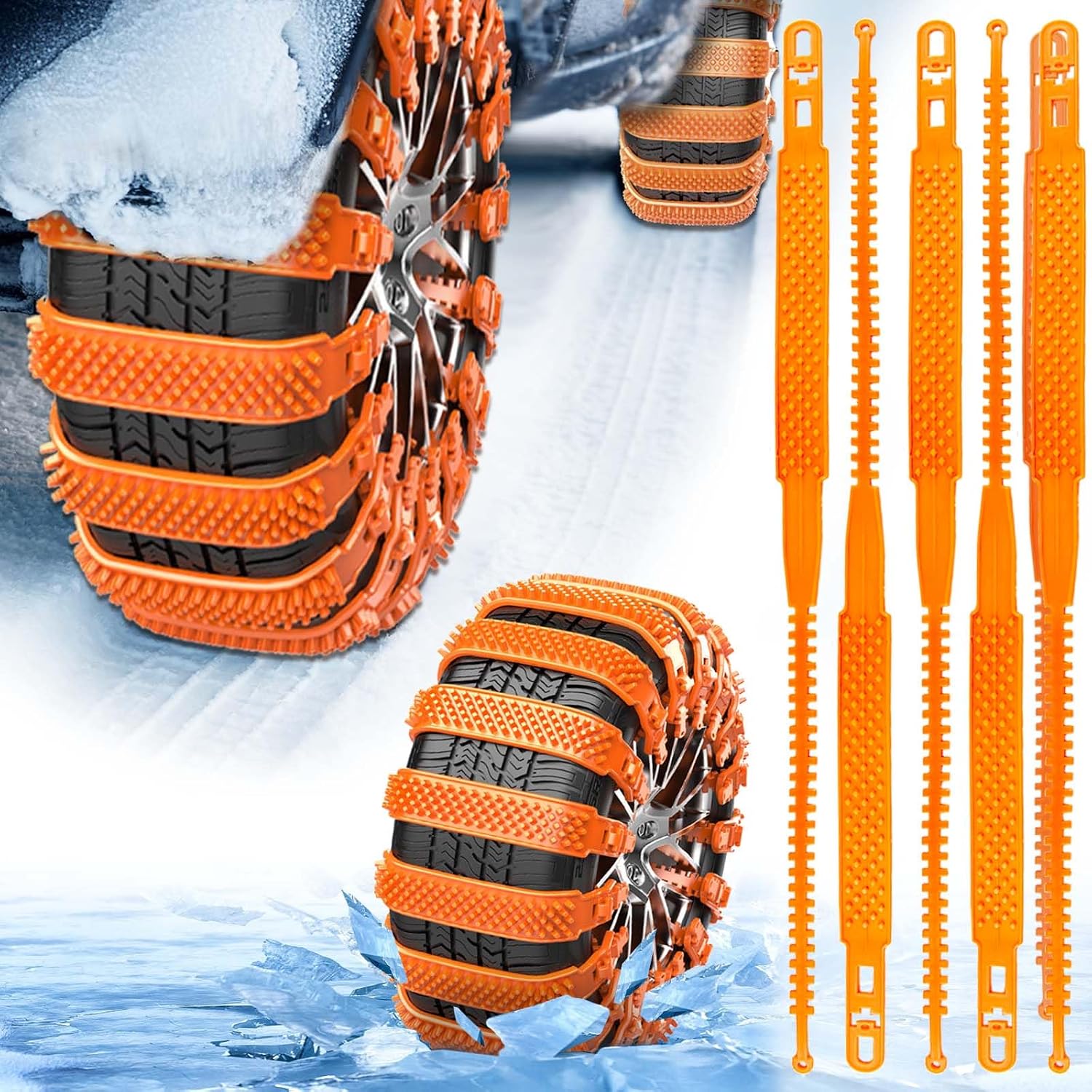 Schneeketten, Set Mit 8 Universellen Antirutschketten, Kompatibel Mit Pkw, Lkw Und Suvs, Einsetzbar Auf Schneebedeckten Und Nassen Straßen.