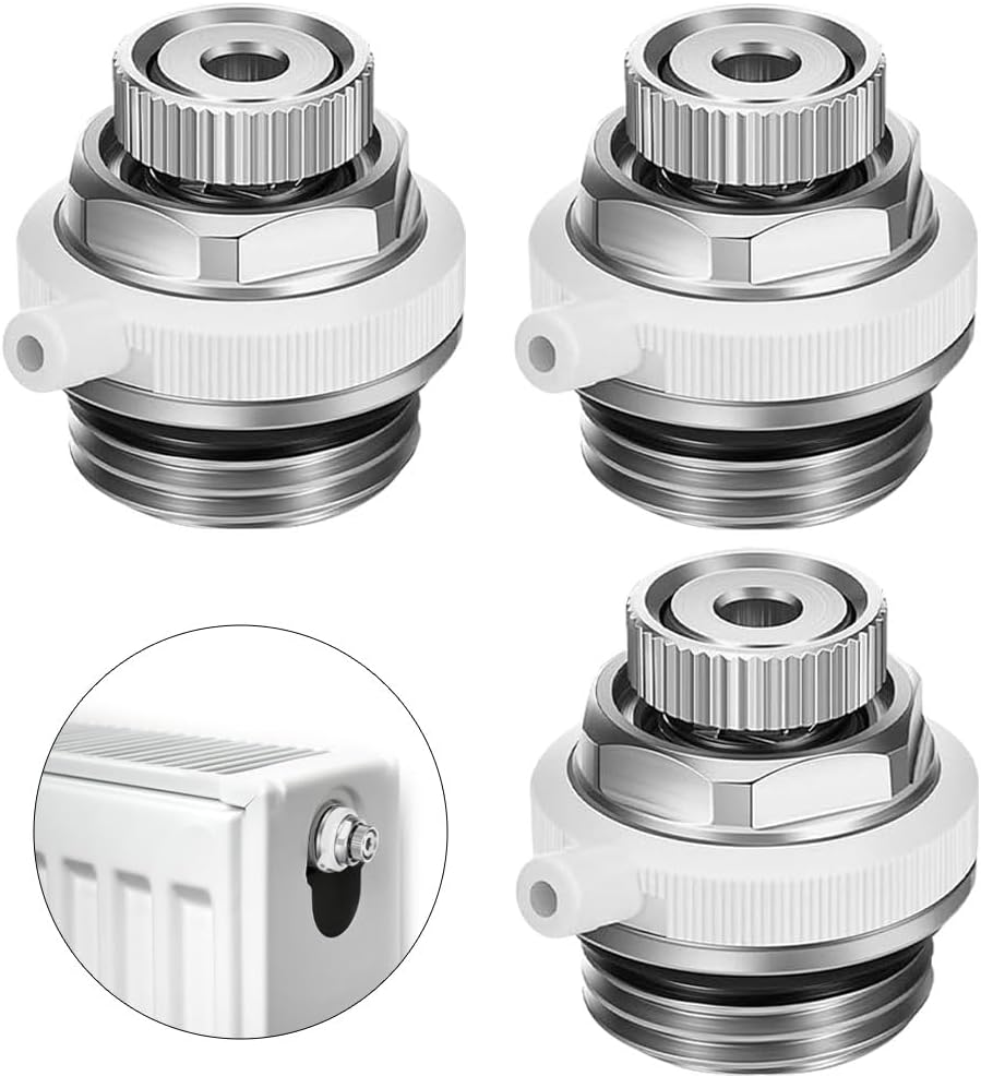 Set Mit 3 Heizkörperentlüftungsventilen, 1/2" Automatisches Heizkörperentlüftungsventil, Heizkörperentlüftungsventil, Heizungsventil