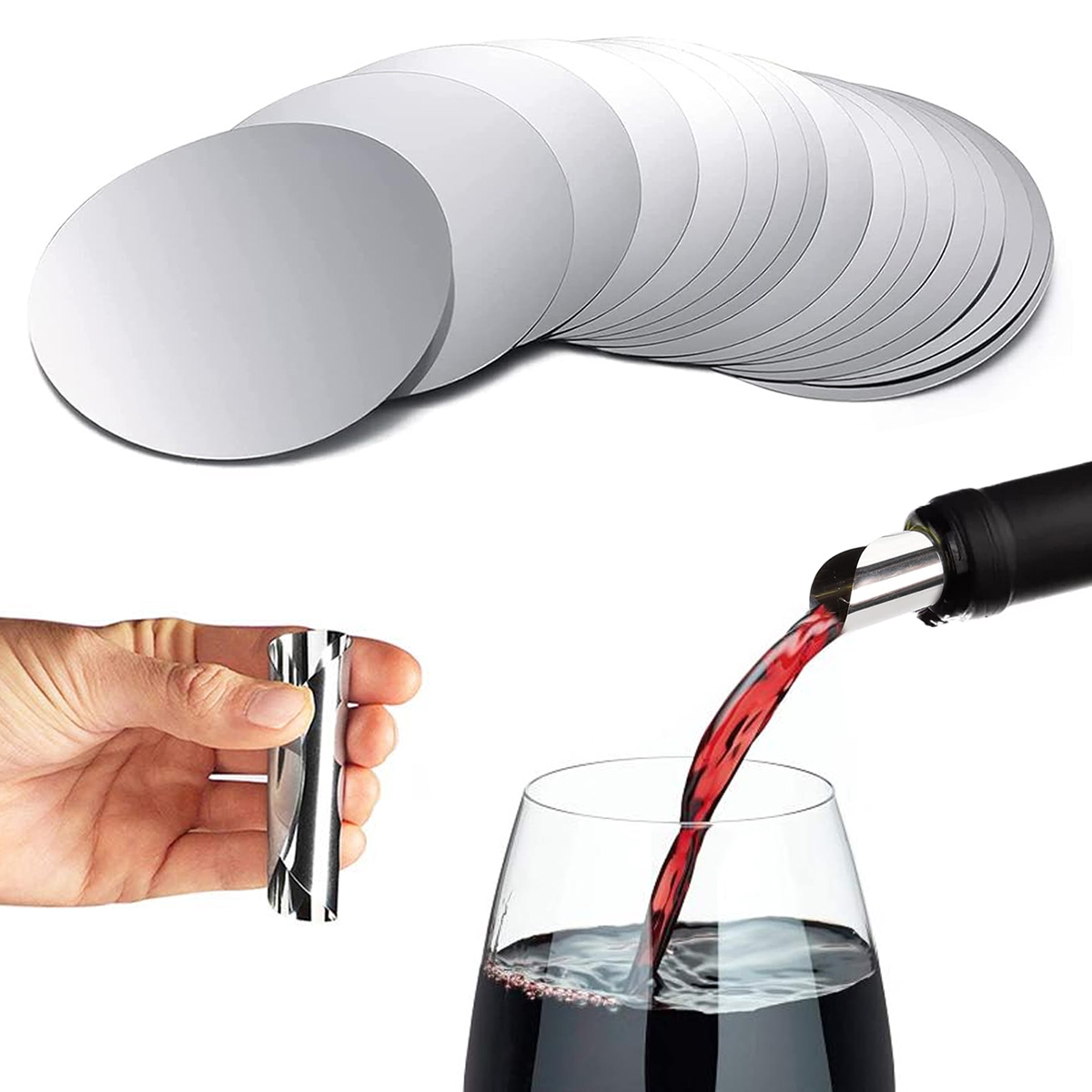 Set Mit 30 Weinausgießern, Weinkaraffe, Tropffreiem Ausgießer, Wiederverwendbarem Tropffreiem Ausgießer. Geeignet Für Weinflaschen, Für Geburtstage, Hochzeiten Und Partys. [nx]