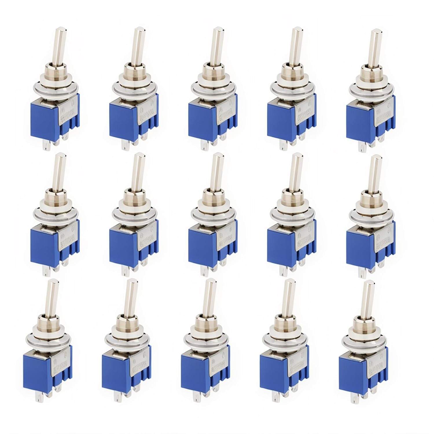 Miniatur-wippschalter, 15 Positionen, 125 V Ac, 6 A, Ein/aus, Dreipolig, 2-positionen, Spdt, Selbstverriegelnd, Kompatibel Mit Kfz-teilen, Blau