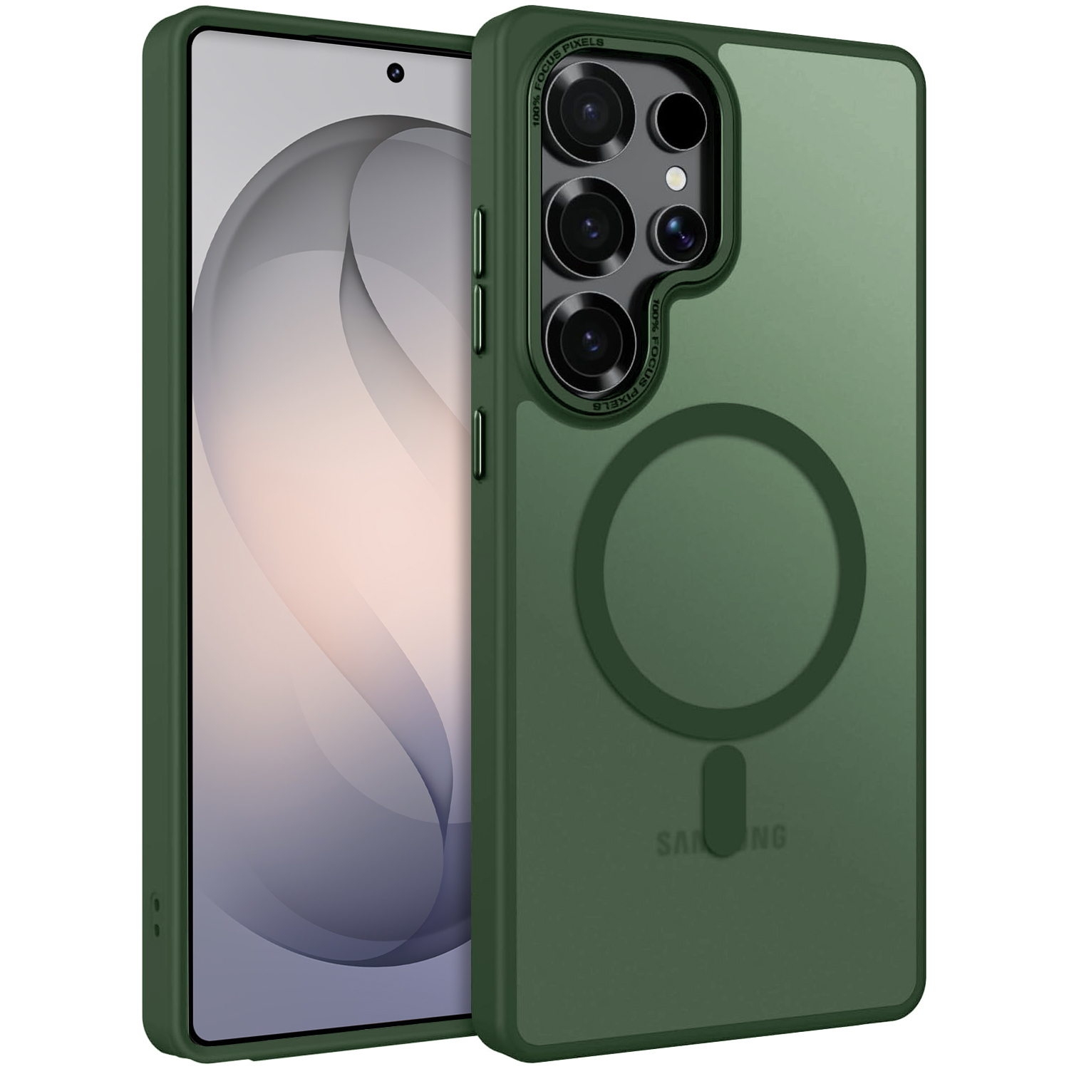 Samsung S26 Ultra Hülle – Mattierter Magnetschutz – Dunkelgrün