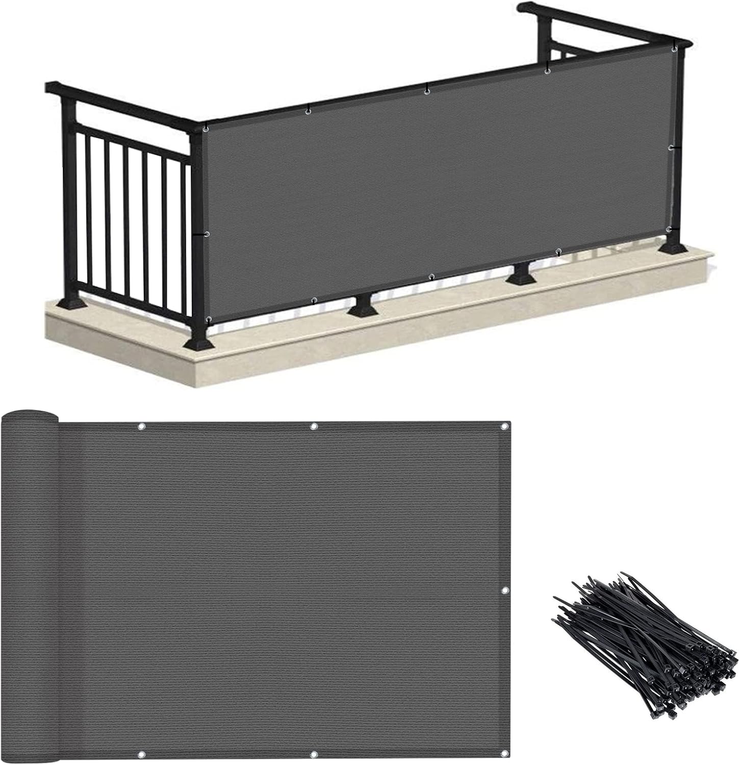 Balkonschutzwand 9 X 3 Meter - Dunkelgrau (hdpe) - Uv-schutz Und Witterungsbeständigkeit - Höhe: 90 Cm - Ideal Für Terrassen, Patios, Gärten, Außenbereiche, Veranden Und Geländer