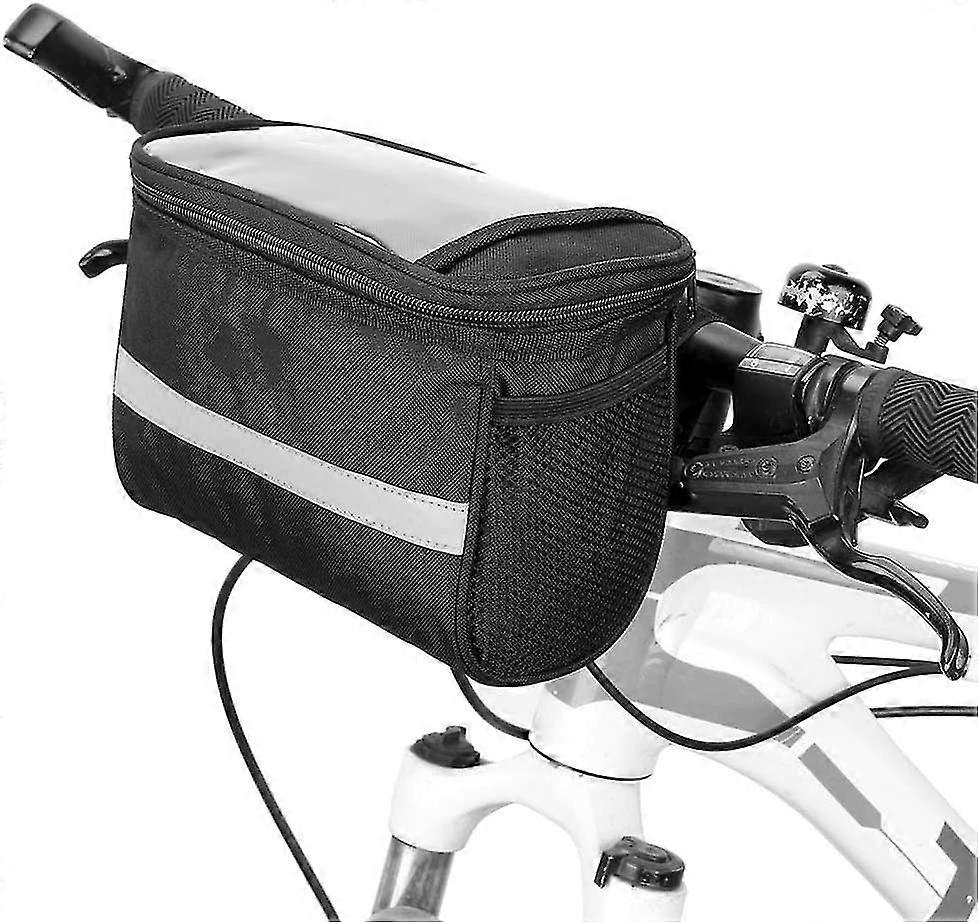 Fahrradlenkertasche Mit Isolierter Vordertasche, Isolierte Tasche Für Mountainbiker, Lenkertasche Mit Reflektorstreifen