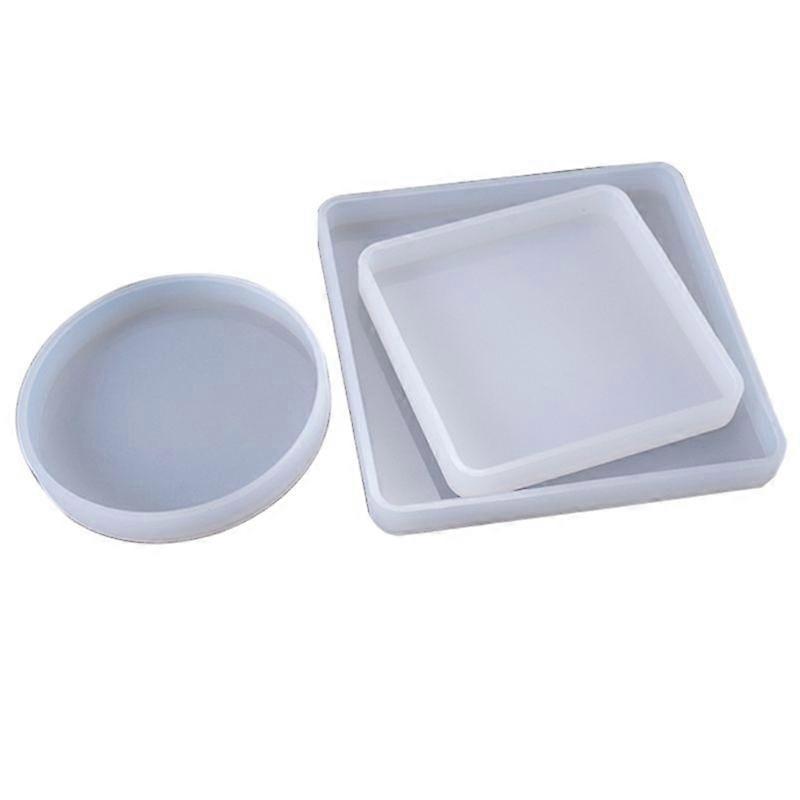 Set Aus 3 Harzformen Für Diy-tabletts, Quadratischen Und Runden Silikonformen Für Handgefertigte Spiegel.
