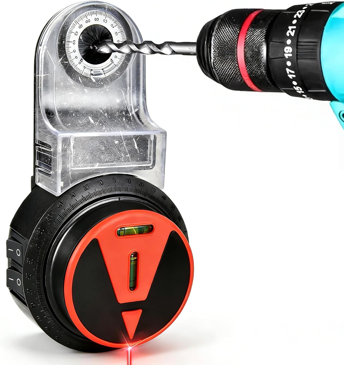 Elektrische Wandbohrmaschine Mit Laser-nivelliergerät Und 2-in-1-staub- Und Ascheabsaugung. Geeignet Für Staubfreies Bohren Auf Ebenen Flächen.