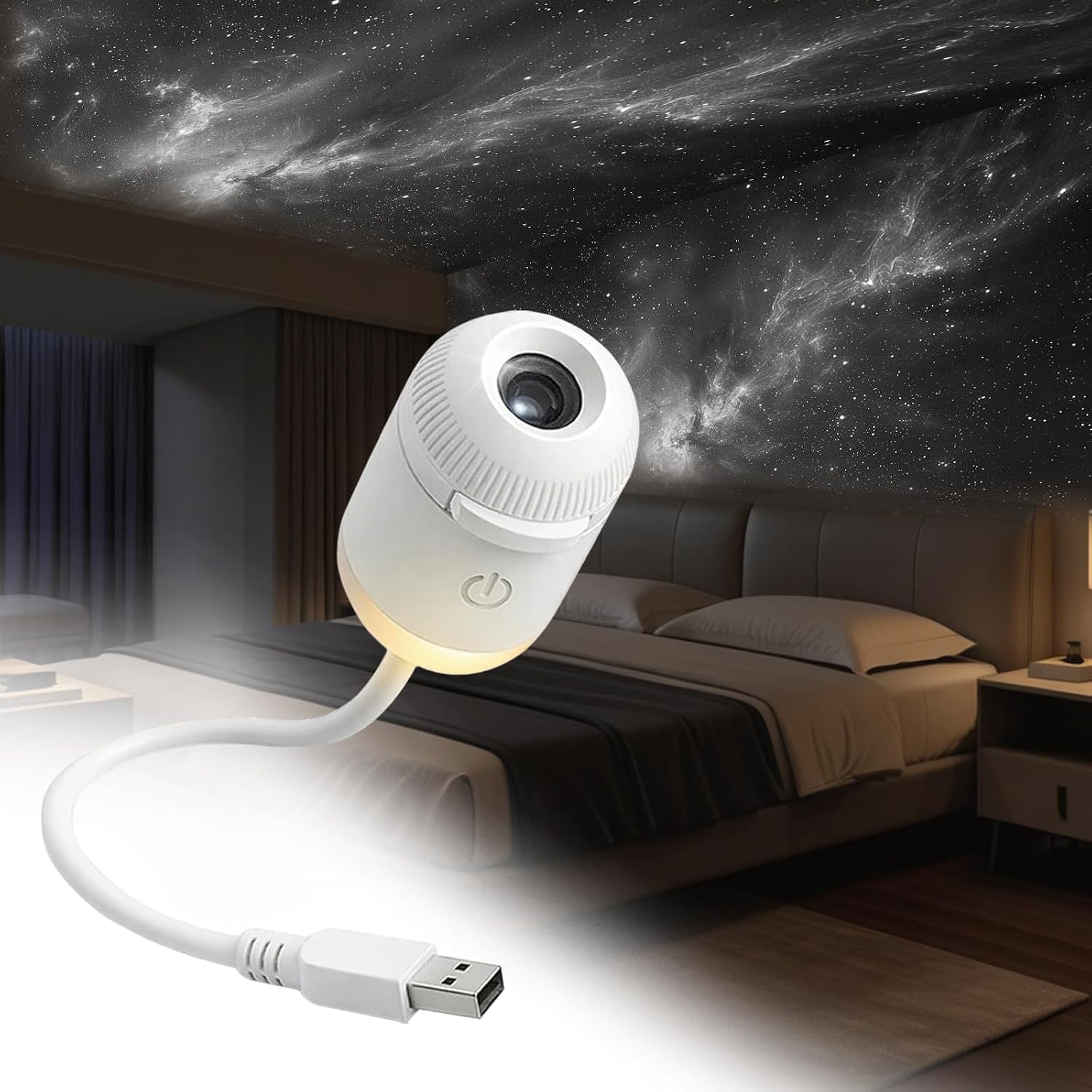 2-in-1 Galaxy-nachtlicht, Usb-galaxy-projektor Mit 12 Verschiebbaren Projektionsfolien, 360° Drehbares Nachtlicht, Ideal Fürs Schlafzimmer, Muttertagsgeschenk, Schlafzimmerdekoration