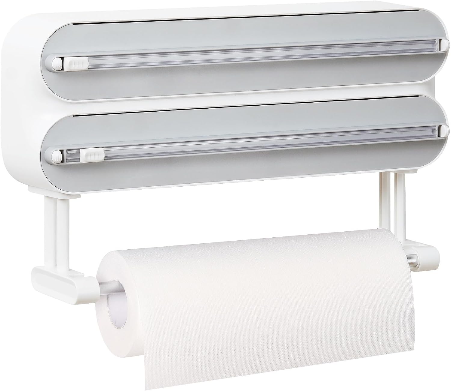 Grauer Aluminiumfolienspender Mit Papierhandtuchhalter – Magnetische Wandmontage Ohne Bohren, Aluminiumfolienspender Mit Papierschneider, Ideal Für Eine Gut Organisierte Küche, 3-in-1-papierhandtuchha