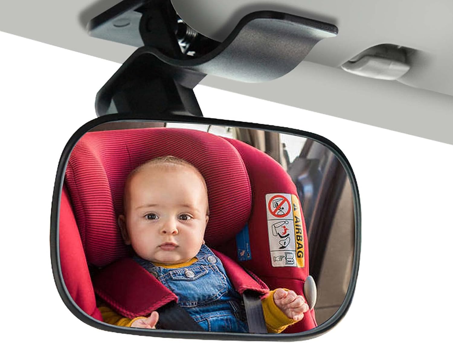 Weitwinkel-konvex-sicherheitsspiegel Für Babys – Auto-innenspiegel – Babyspiegel – 360° Verstellbar – Babysitzspiegel Mit Clip – Schwarz