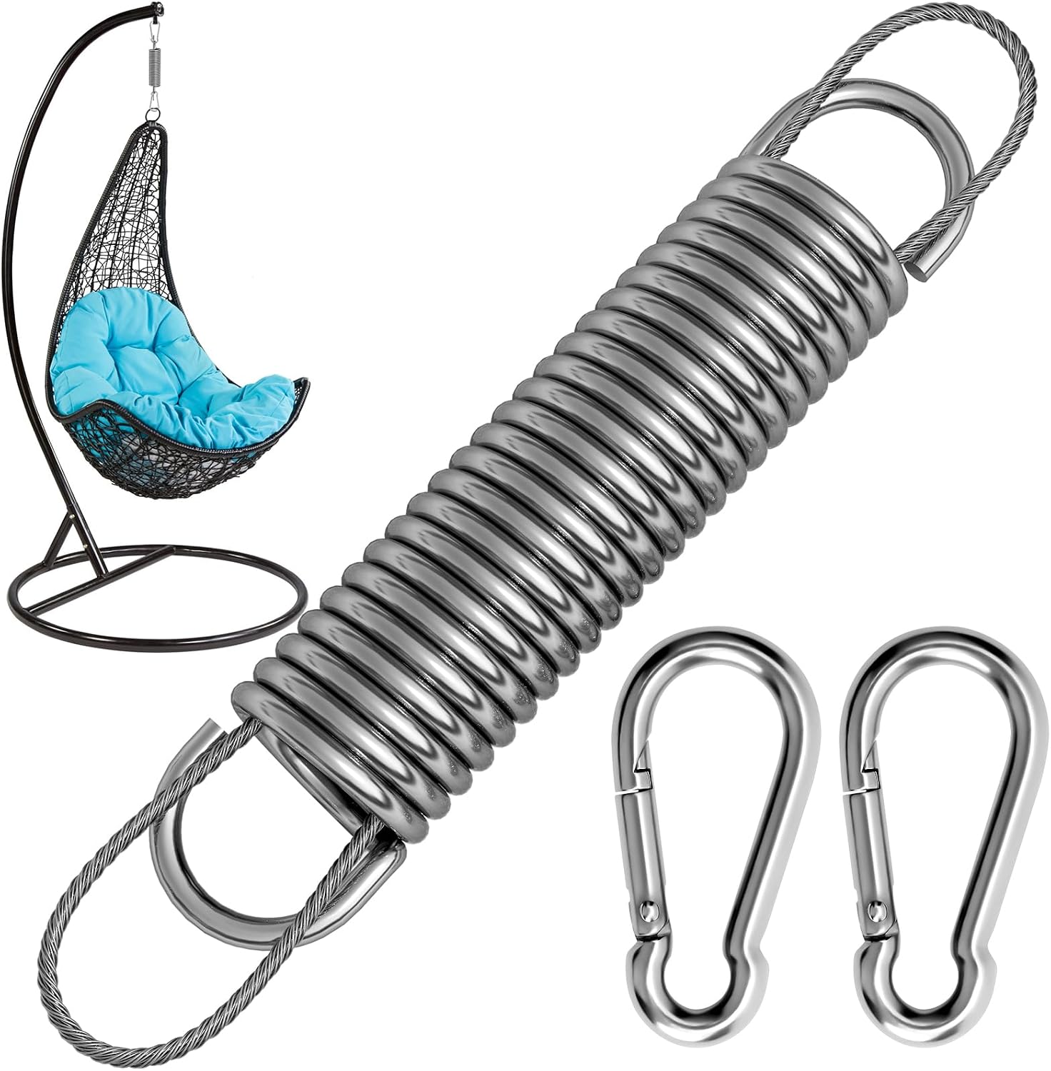 Boxstuhl Mit Federunterstützung Bis 300 Kg – 2 M10-karabiner, 1 Drehring Und 1 Feder – Aufhängung Aus Edelstahl 304. Kompatibel Mit Boxstuhl Und Boxsack.
