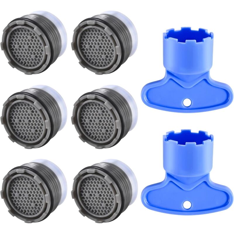 M18,5-luftsprudler, 6-teilige Mischbatterie, Wassersparender Wasserhahnfilter Mit 2 Schlüsseln, Außengewinde