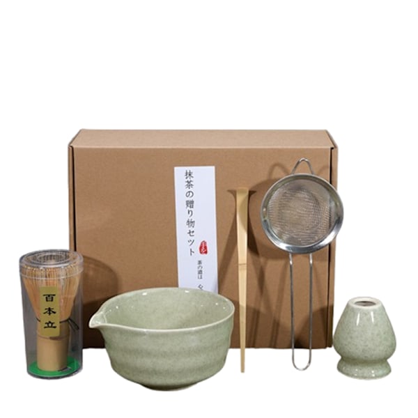 5-teiliges Matcha-tee-set Aus Keramik, Bestehend Aus Schale, Besenhalter Und Besen – Zubehör Für Die Japanische Grünteezeremonie
