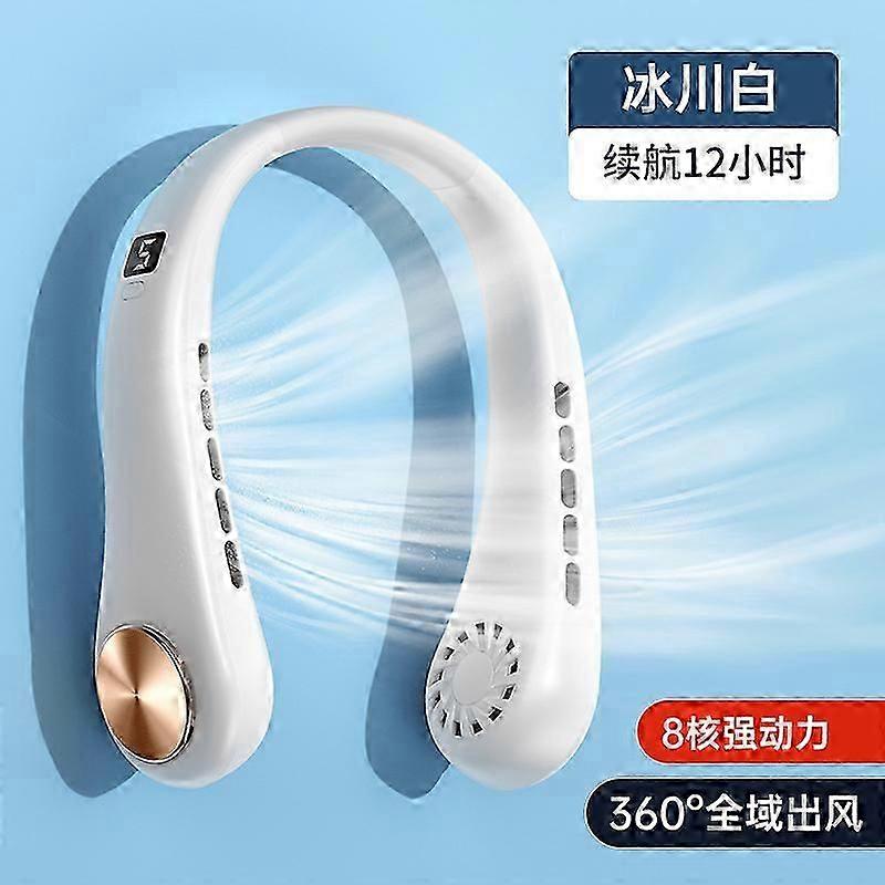 Zengo 5-stufiger Ventilator, Ideal Für Outdoor-sportarten, Geräuscharm, Tragbarer Nackenventilator, Usb-aufladbar, Weiß
