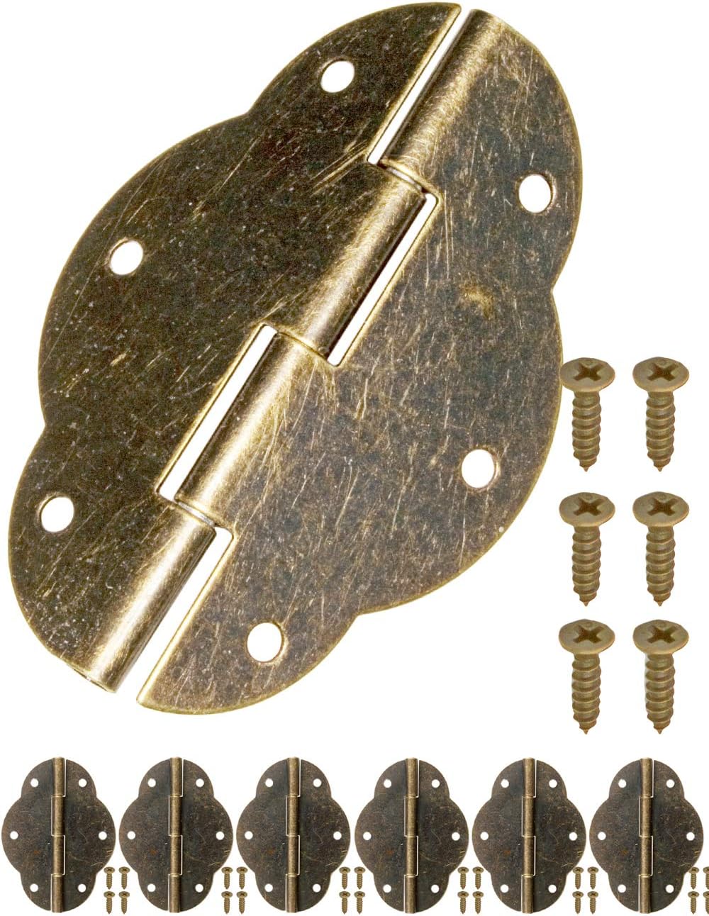 6er-set Scharniere – Oberfläche In Antikbronze – Passend Für Schrank-, Kommoden- Und Schubladentüren – Retro-stil – 56 X 42 Mm