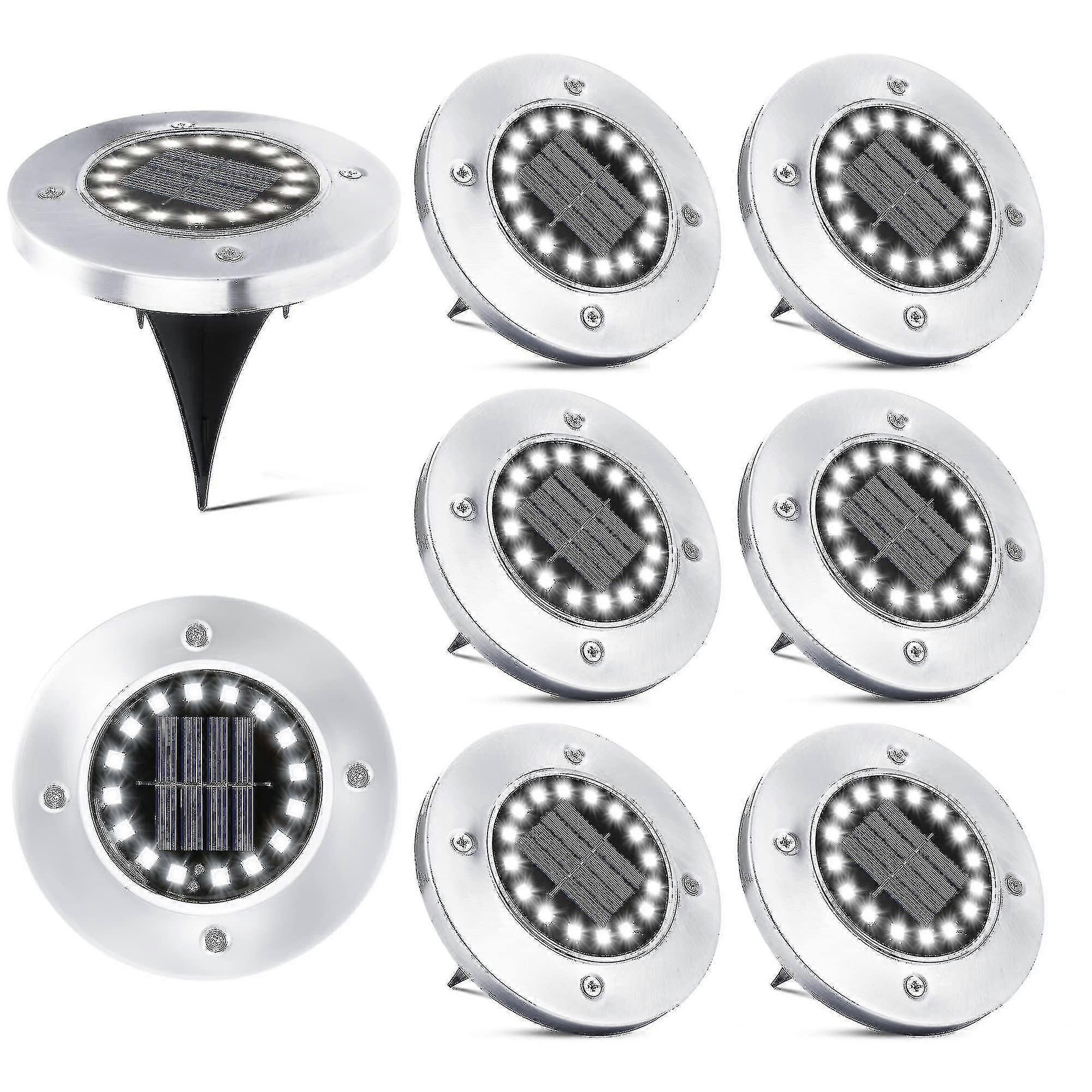 16 Led-solarleuchten Für Den Außenbereich – Set Mit 8 Wasserdichten Solar-gartenleuchten, Geeignet Für Gehwege, Pfade, Terrassen Und Rasenflächen Im Erdreich.
