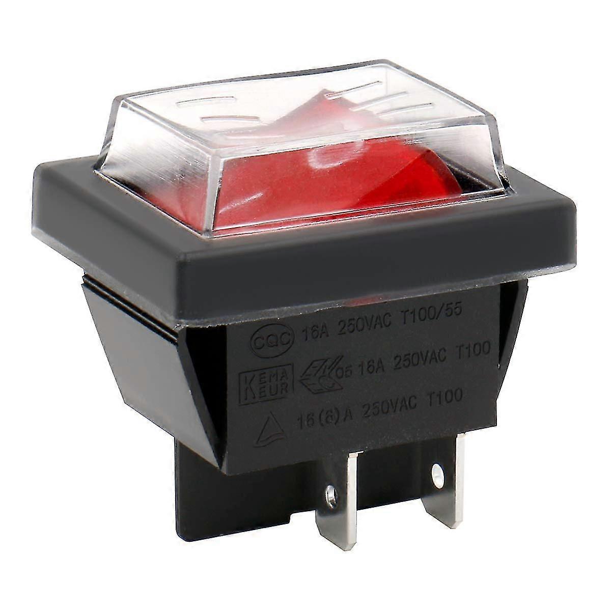 Zweiphasiger Ein-/ausschalter, 4 Anschlüsse, Rote Kontrollleuchte, 16 A, 250 V Ac, Mit Wasserdichter Abdeckung