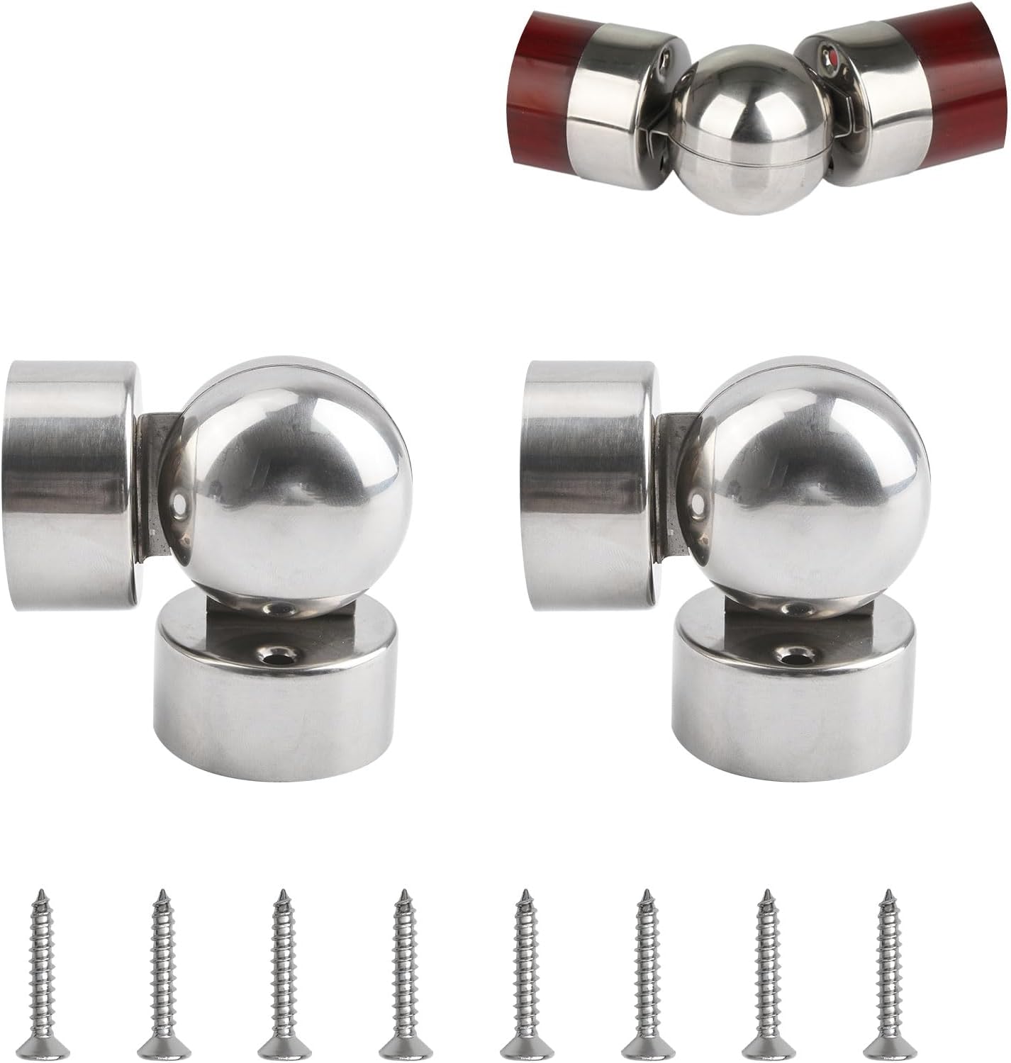 Set Aus 2 Geländerrohrverbindern, 50 Mm Innendurchmesser, Edelstahl 201, Universell Verstellbarer Verbinder, Winkelverbinder Kompatibel Mit Treppengeländern.