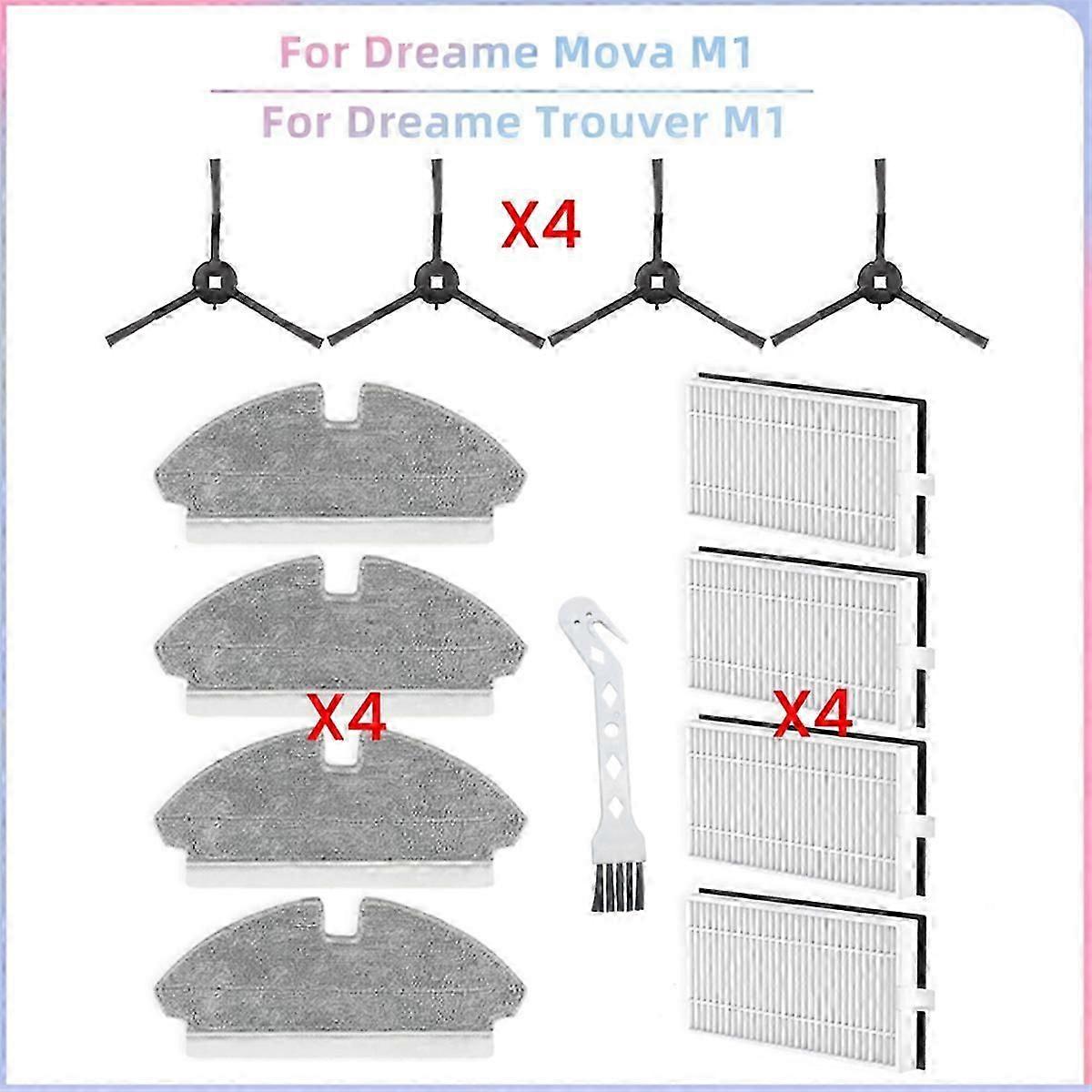 Tt Für Dreame Mova M1 / Trouvère M1 Staubsauger Ersatzteile Seitenbürste Hepa-filter Wischmopp Zubehör [nx]
