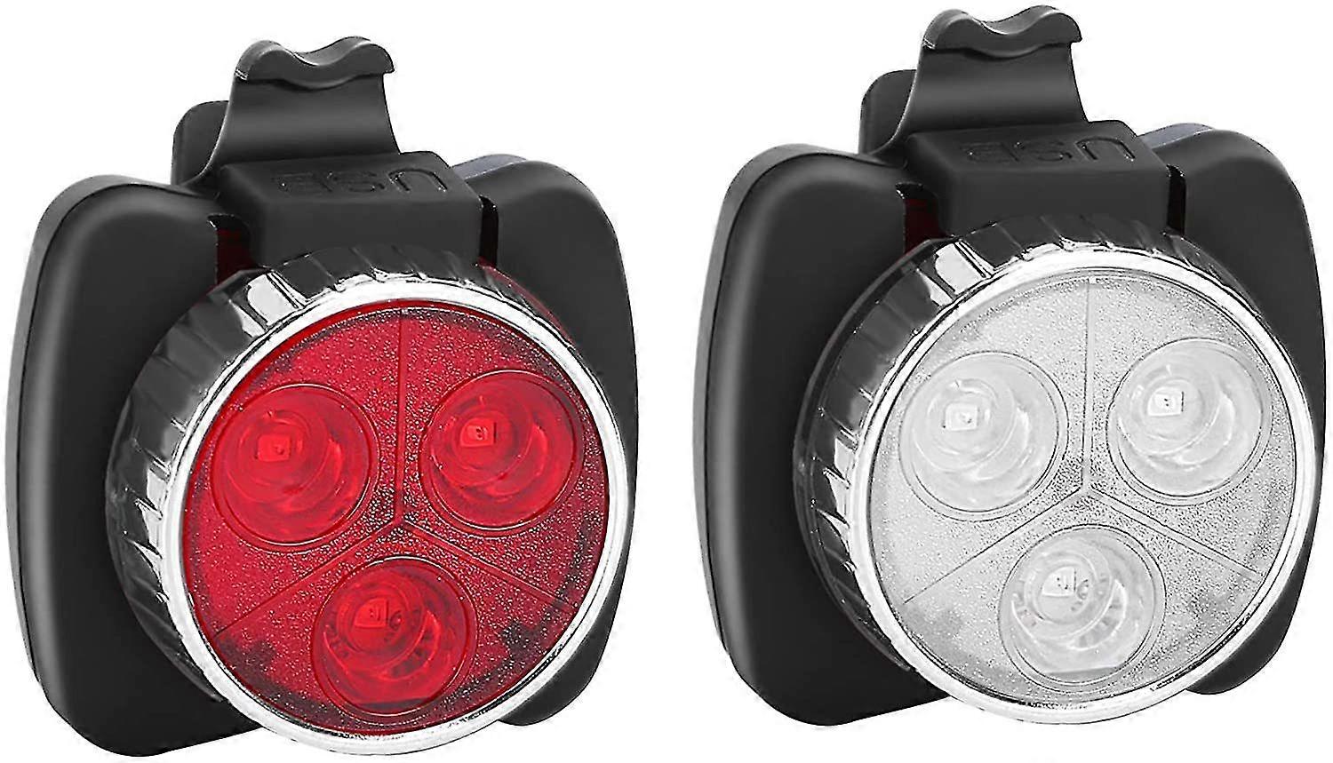Led-fahrradlicht, Wiederaufladbar, Vorne Und Hinten, 4 Helligkeitsstufen, Wasserdicht, Stoßfest, Usb-lampe, Kompatibel Mit Mountainbikes, Hybridrädern, Rennrädern, Kinderwagen, Camping (schwarz)