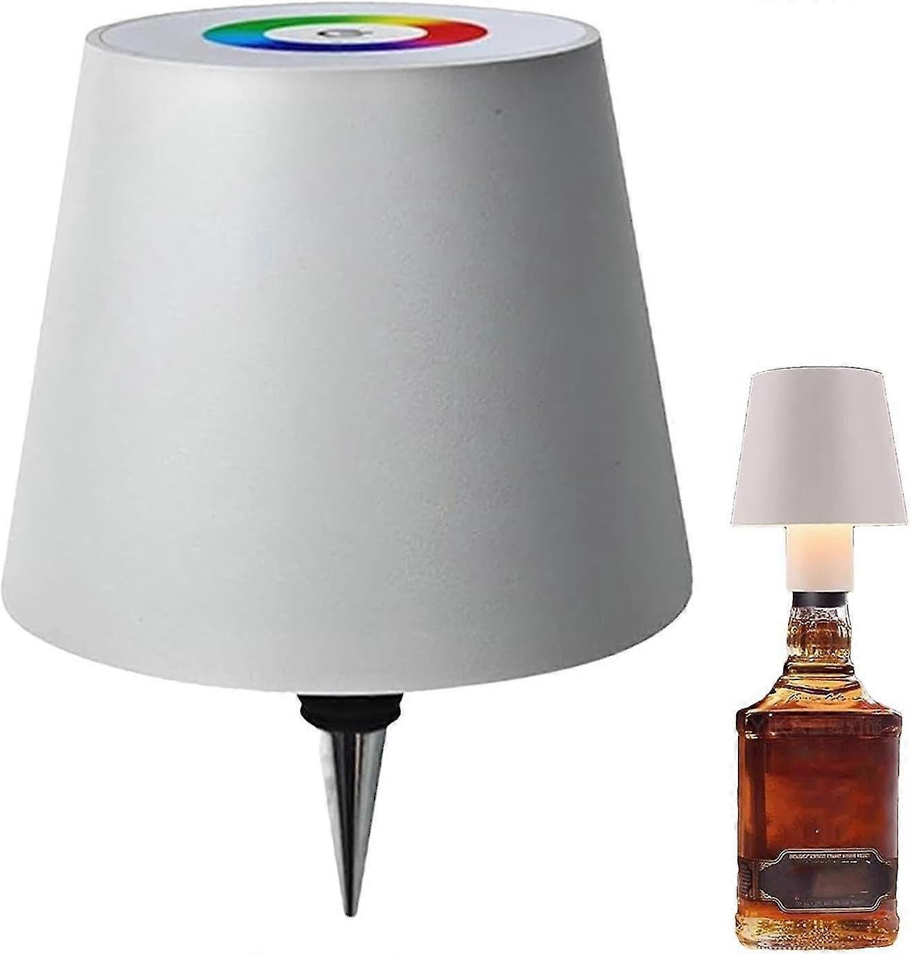 Pridola Rgb/3-farben Dimmbare Kabellose Flaschenlampe, Wiederaufladbare Kabellose Flaschenlampe Mit Atmungsmodus, Berührungslose Tischlampe, Weiß [nx]