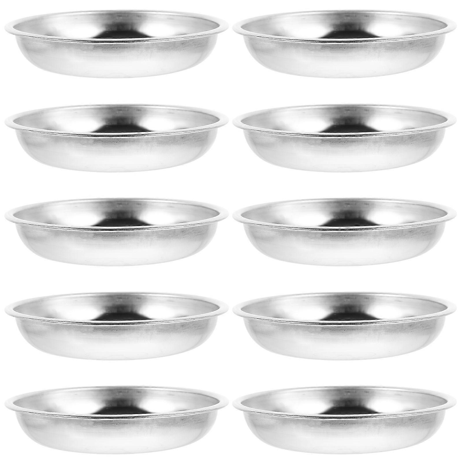 10 Runde Edelstahlteller, Saucenschalen, Senfteller (8 Cm)