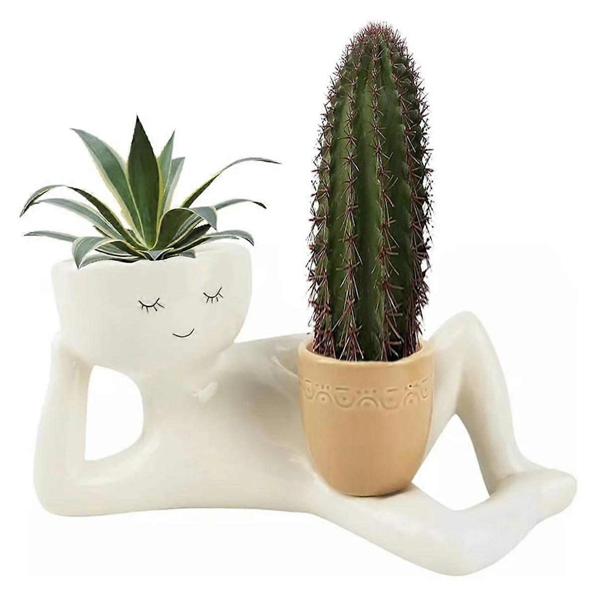 Fauler Harzblumentopf, Kleine Faule Figur, Sukkulententopf, Liegender Harzblumentopf, Einzigartig, Liegend[nx]