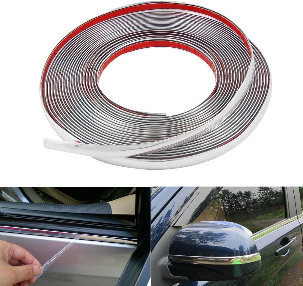 Chromleiste Für Autos 10 Mm X 15 M, Universeller Selbstklebender Zierschutz Für Stoßstangen Und Türen [nx]