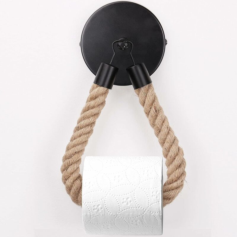 Toilettenpapierhalter (schwarz), Handtuchhalter Aus Hanfseil, Geeignet Für Bad Und Küche, Toilettenpapierhalter