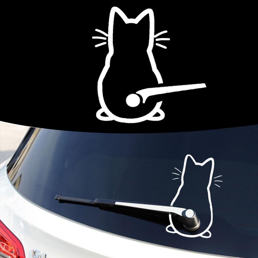 Katzen-scheibenwischeraufkleber 20x32cm 1 Stück Lustiger, Kätzchenförmiger Katzen-scheibenwischeraufkleber Autoscheibenwischeraufkleber Weiß [nx]