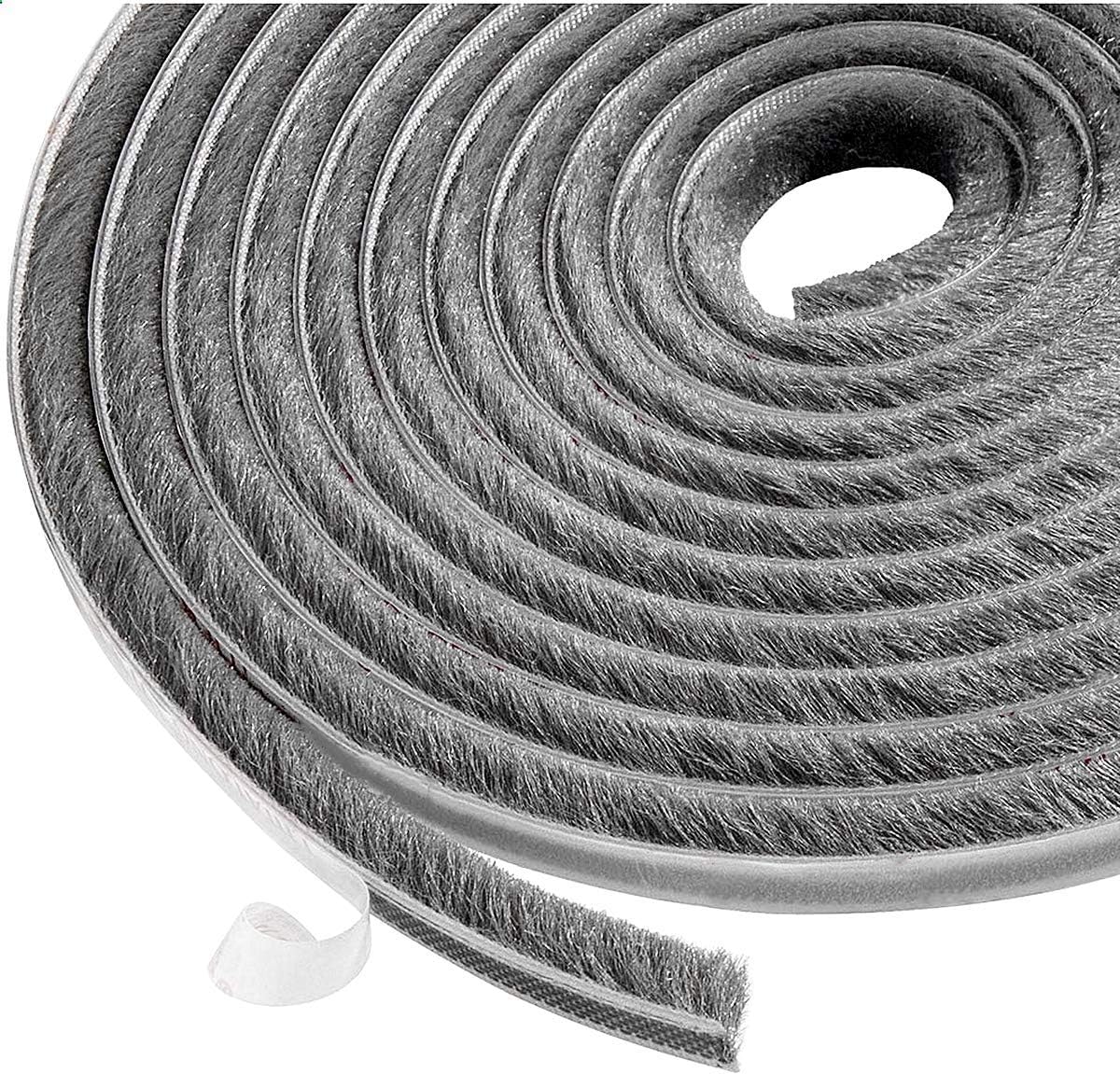 10 M Selbstklebende Dichtungsbürste, Wind- Und Staubdicht, Geeignet Für Zu Öffnende Fenster Und Türen, 9 Mm Breit X 9 Mm Hoch, Grau