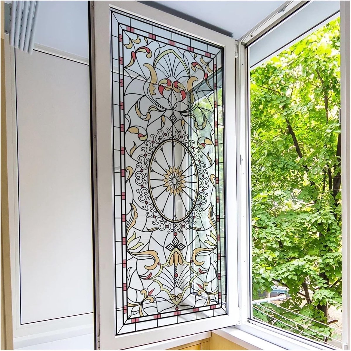 Sichtschutzfolie Für Fenster - 1 Stück 3d 40x100cm Dekorativer Buntglasaufkleber-vil[nx]