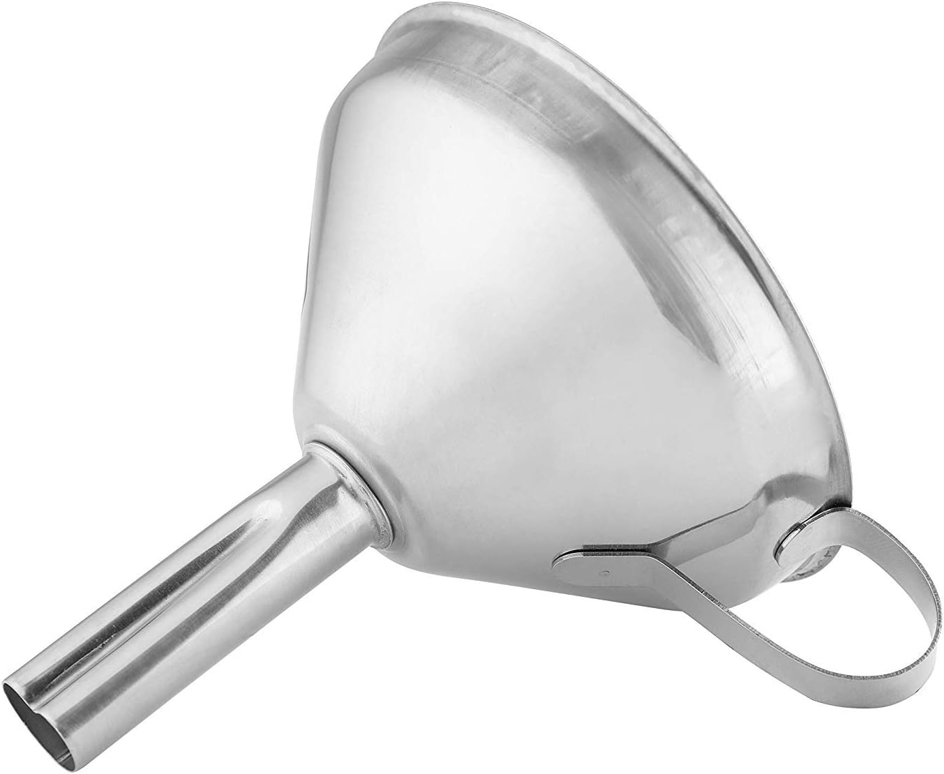 Edelstahltrichter Mit Griff, Küchenhelfer. Geeignet Zum Abfüllen Von Flaschen Und Anderen Flüssigkeiten. Metalltrichter, 10 Cm Durchmesser, Silberfarben.