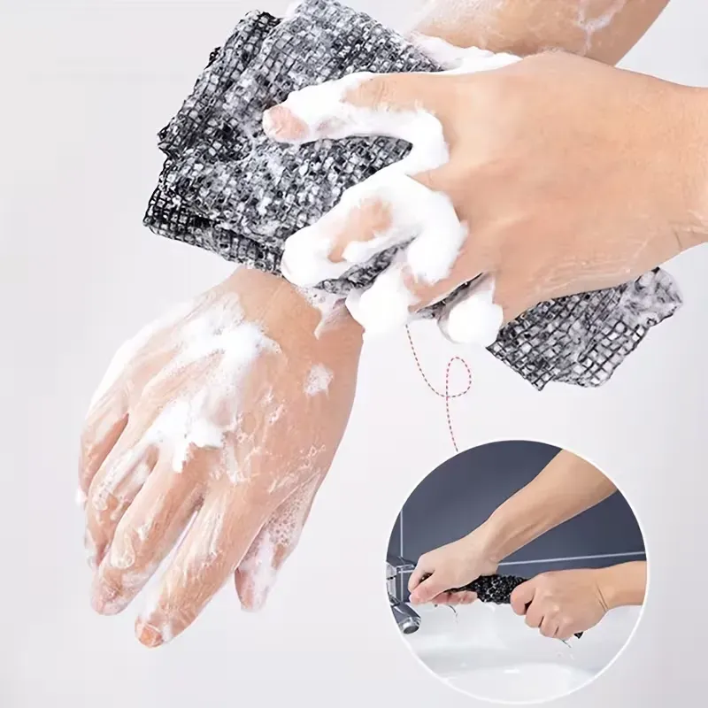 Set Aus 2 Japanischen Peeling-badetüchern, Rückenpeeling Und Badeschwamm [nx]