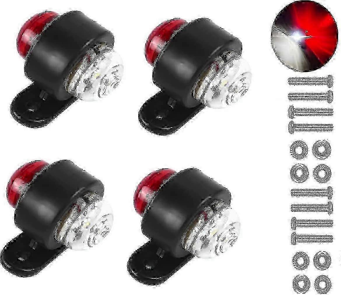 Satz Mit 4 Led-seitenmarkierungsleuchten, 12–24 V, Weiß/rot, Doppelseitig, Signal- Und Parkleuchten, Kompatibel Mit Lkw, Anhängern Und Positionsleuchten – Jv