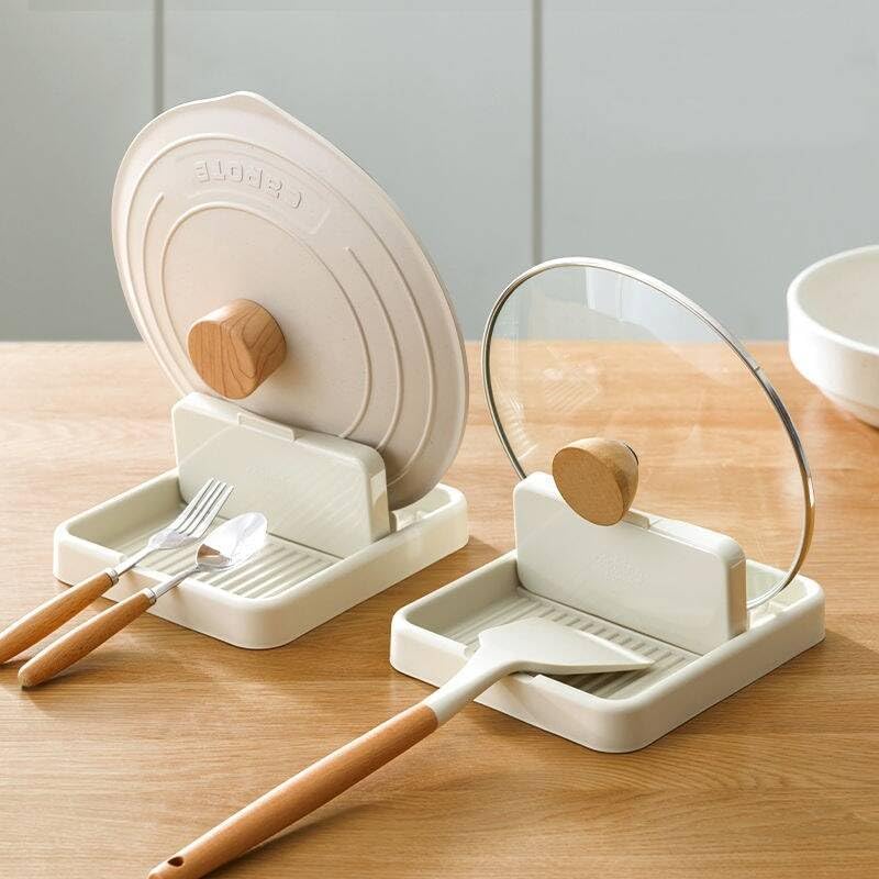Set Aus 2 Herdplattengeeigneten Löffelablagen, Deckelablage Aus Kunststoff, Küchenutensilienhalter