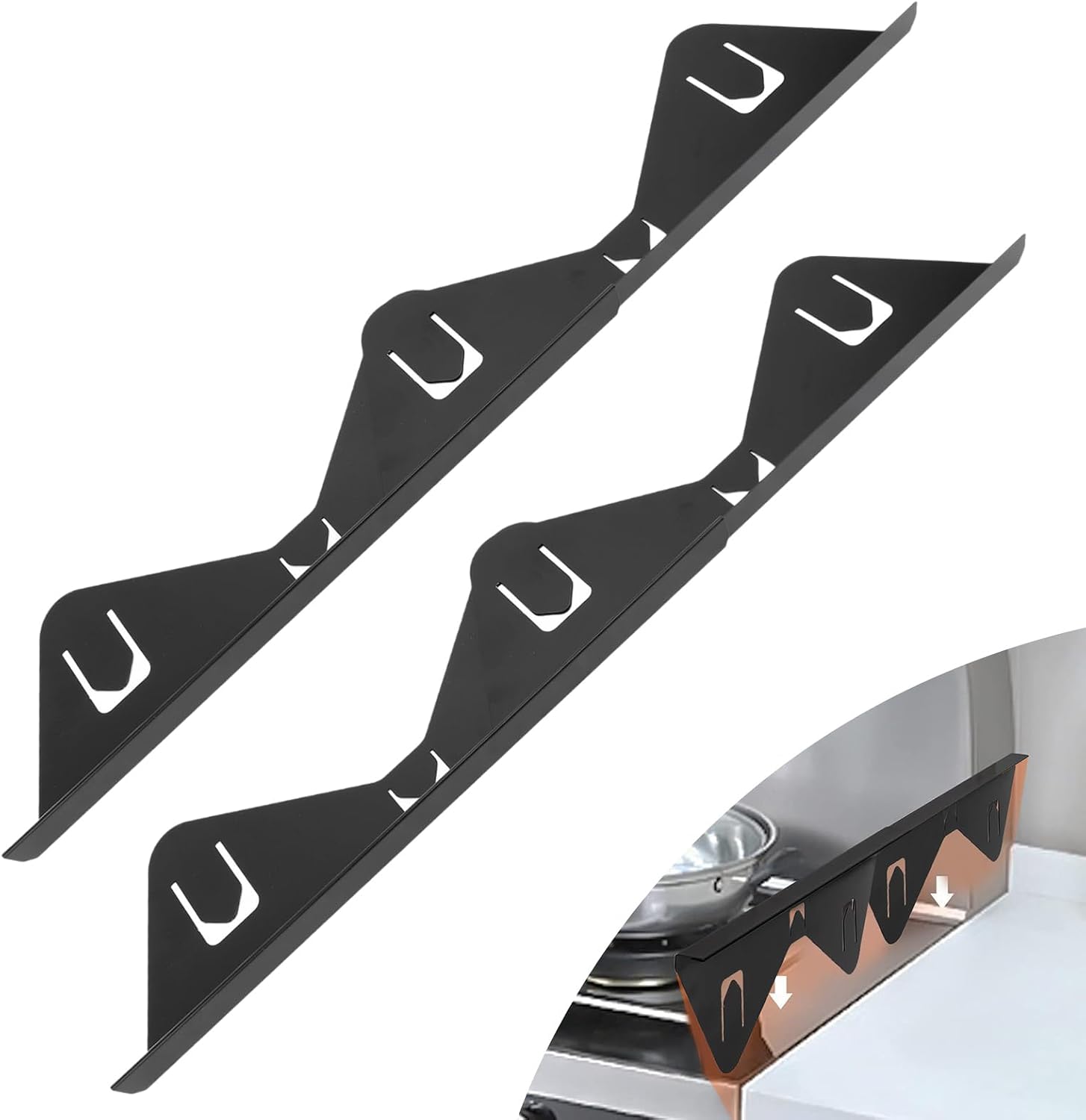 Set Mit 2 Edelstahldichtungen, Kompatibel Mit Herden, Einziehbare Dichtungsschutzleisten, Kompatibel Mit Herden Von 35 Bis 56 Cm, Schutzleiste, Kompatibel Mit Seiteneinsätzen, Küchenleisten