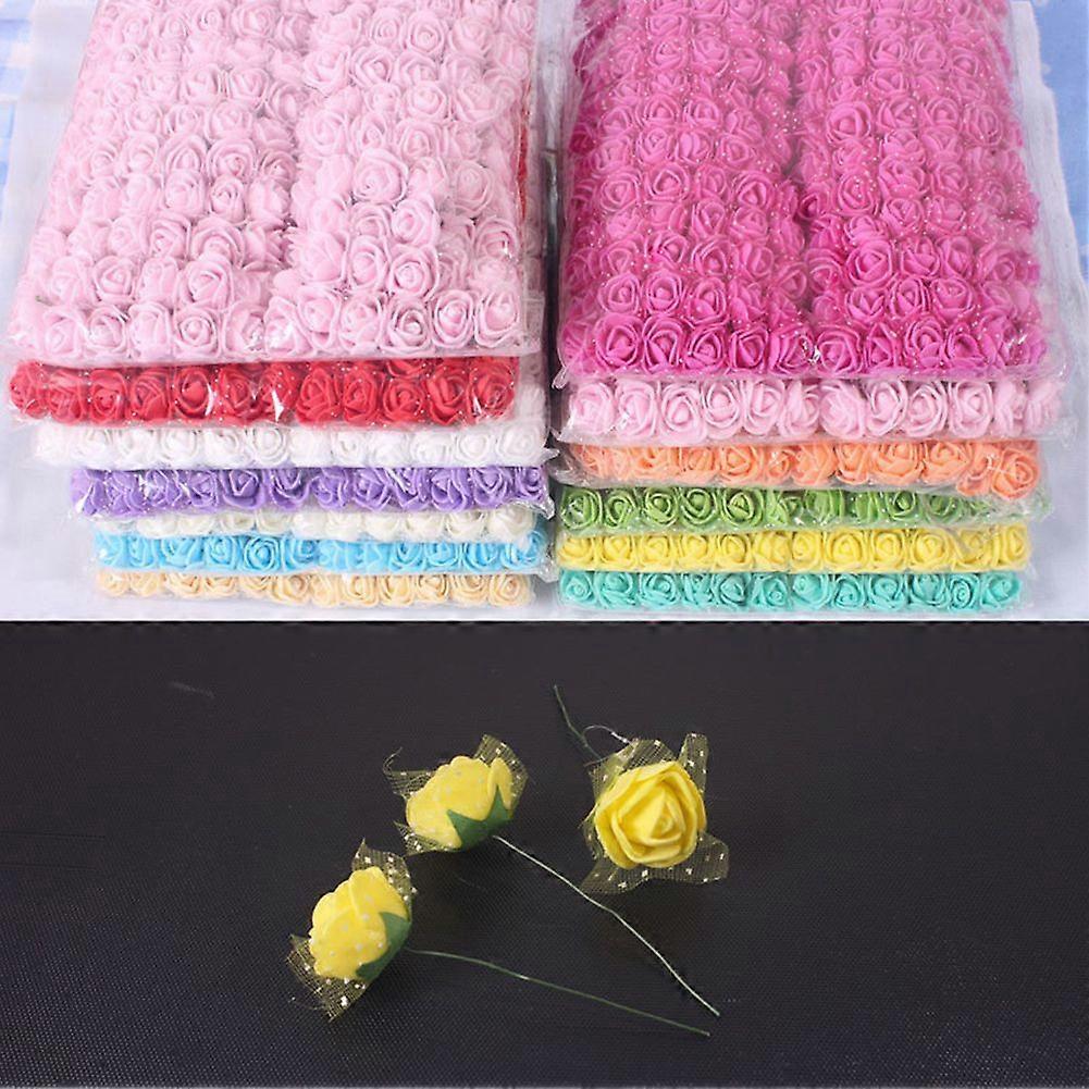 Minglan 144 Pe-schaumstoffblumen Mit Draht, Diy-blumen Für Gastgeschenke, Kindergirlanden, Schaumstoffrosen, Brautdiademblumen Aus Draht