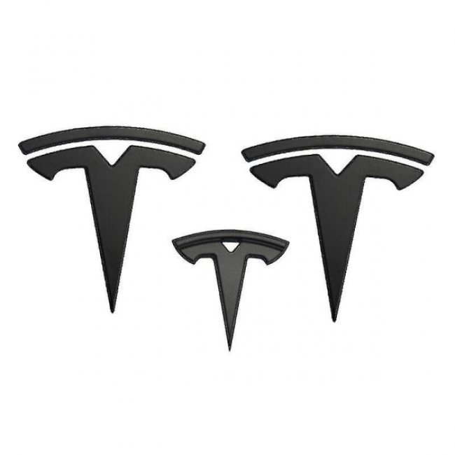 3 Mattschwarze T-förmige Motorhaubenemblem Für Tesla Model Y[nx]