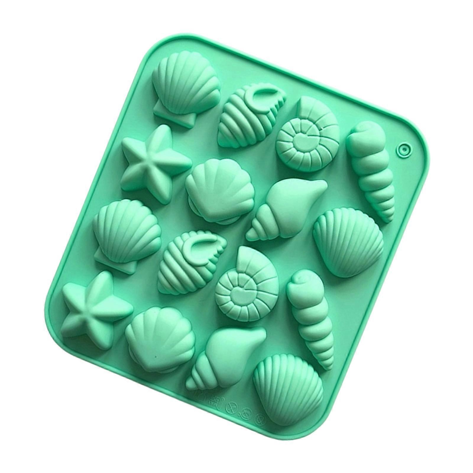 Antihaftbeschichtete Und Hitzebeständige Silikon-backformen, 16 Mulden, Mit Motiven Wie Muscheln, Seesternen, Schokolade, Kuchen Und Süßigkeiten. Küchenutensilien, Rossgrün.