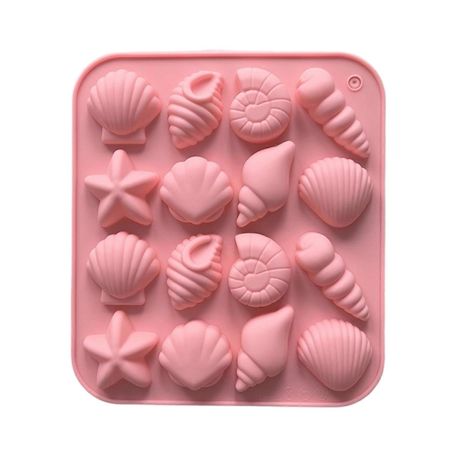 Spülmaschinenfeste Silikon-backformen Mit 16 Mulden Im Seestern- Und Muscheldesign. Geeignet Für Süßigkeiten, Schokolade, Desserts Und Reismehl.