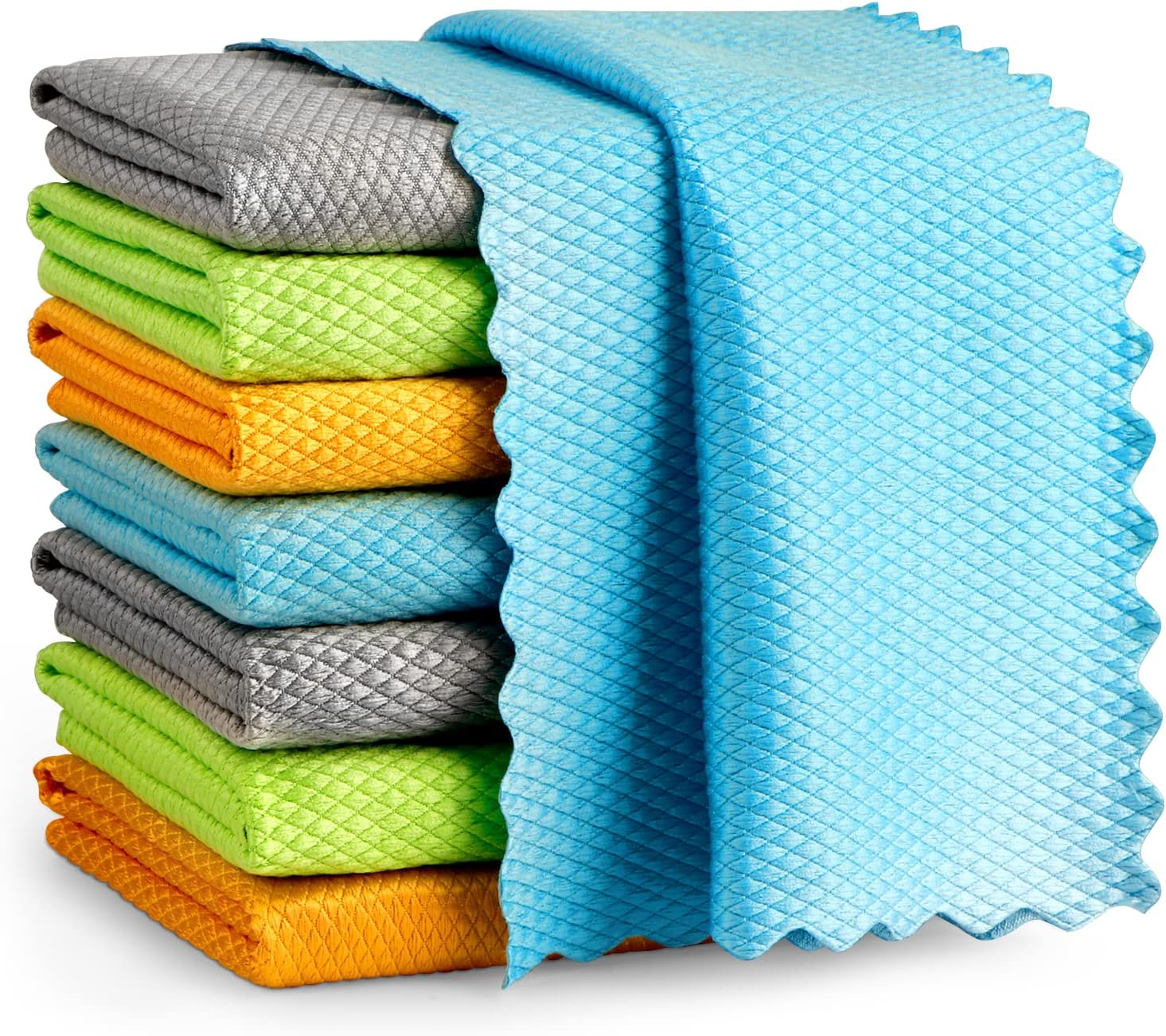 Set Mit 8 Mikrofasertüchern, Geeignet Für Fenster Und Glas, Fusselfrei, Zur Schnellen Reinigung Von Fenstern, Glas, Windschutzscheiben, Spiegeln Und Edelstahl – 30 X 30 Cm