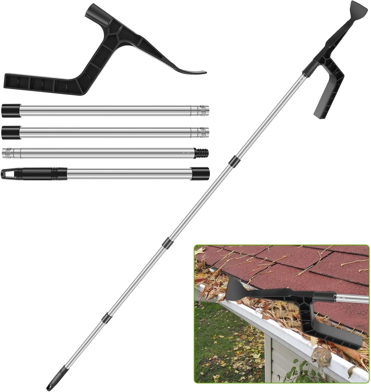 Dachrinnenreinigungswerkzeug, Dachrinnenreiniger, Reinigungslöffel Und -schaufel Mit Haken, Gewindedesign, Abfluss, Dachrinnenreinigungswerkzeug
