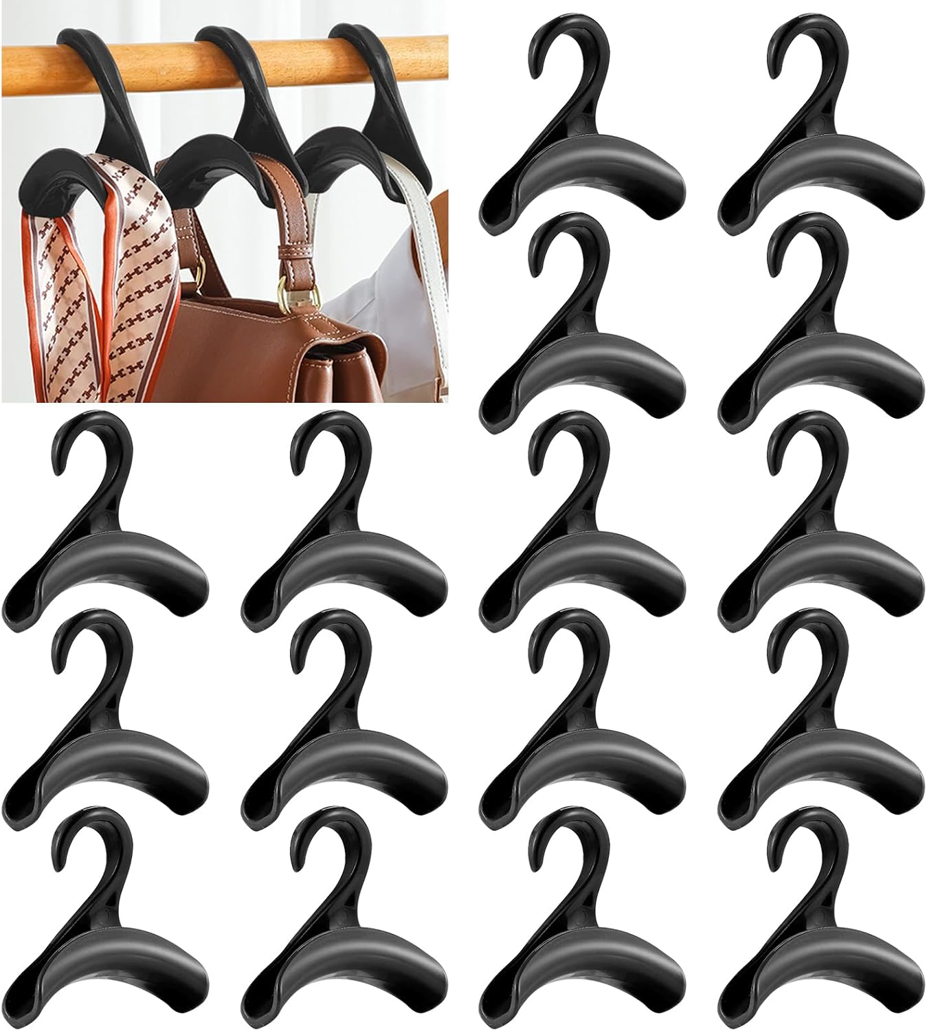 16-teiliges Handtaschen-präsentationsregal, Handtaschen-organizer, Taschenhaken. Kompatibel Mit Kleiderstangen, Auch Zur Aufbewahrung Von Handtaschen, Schals Und Krawatten Geeignet.