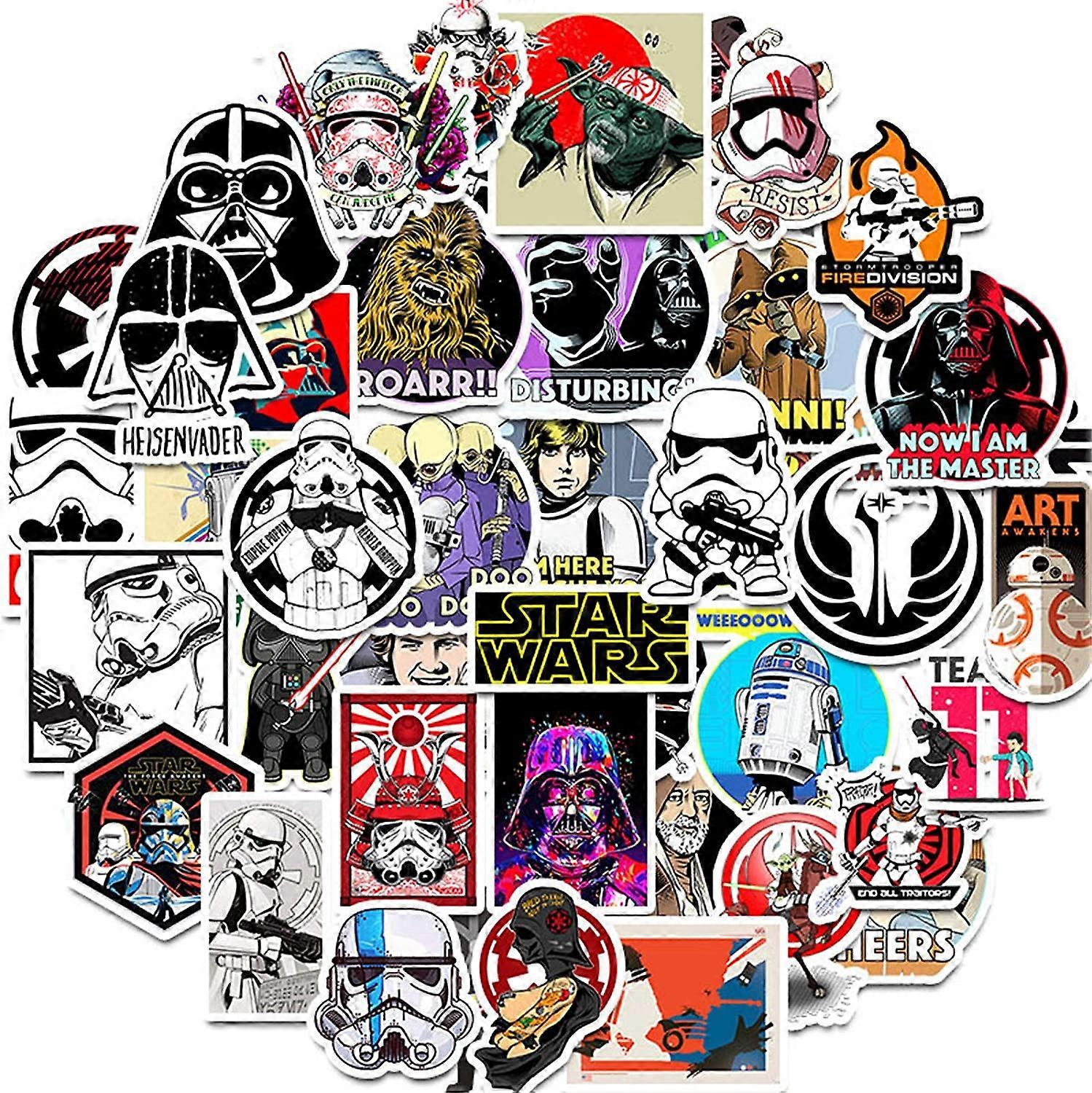 50 Star Wars Aufkleber Für Laptop, Auto, Motorrad, Fahrrad, Gepäck, Skateboard Usw. (aus Wasserfestem Vinyl).