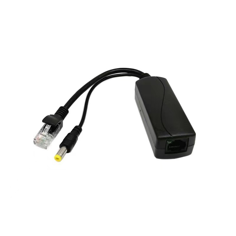 Gigabit-poe-splitter, 12 V, 2 A, Kompatibel Mit Dem Ieee 802.3af/at-standard, 10, 100 Und 1000 Mbit/s, Kabel Mit 5,5 X 2,1 Mm Dc-stecker, Poe-splitter-adapter